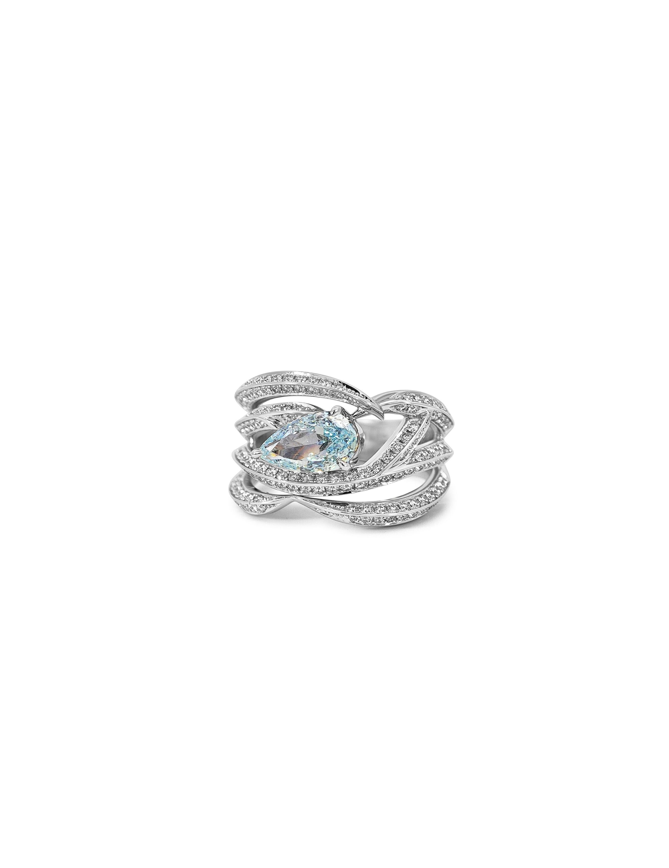 1.186ct Blue Diamond Claw Pave Ring