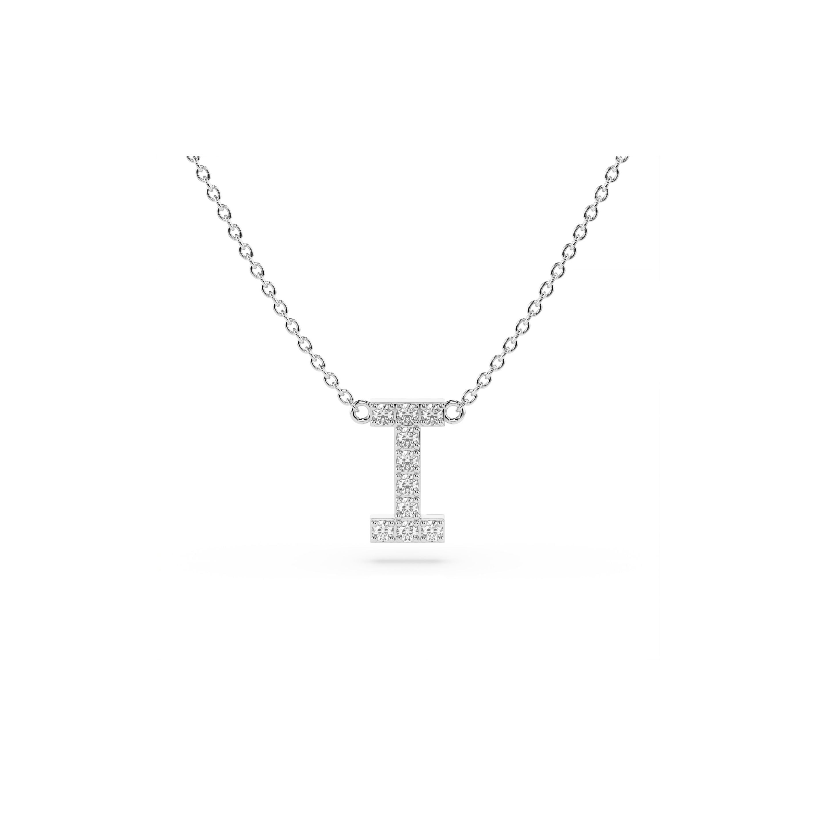 Initial Diamond Necklace in White Gold