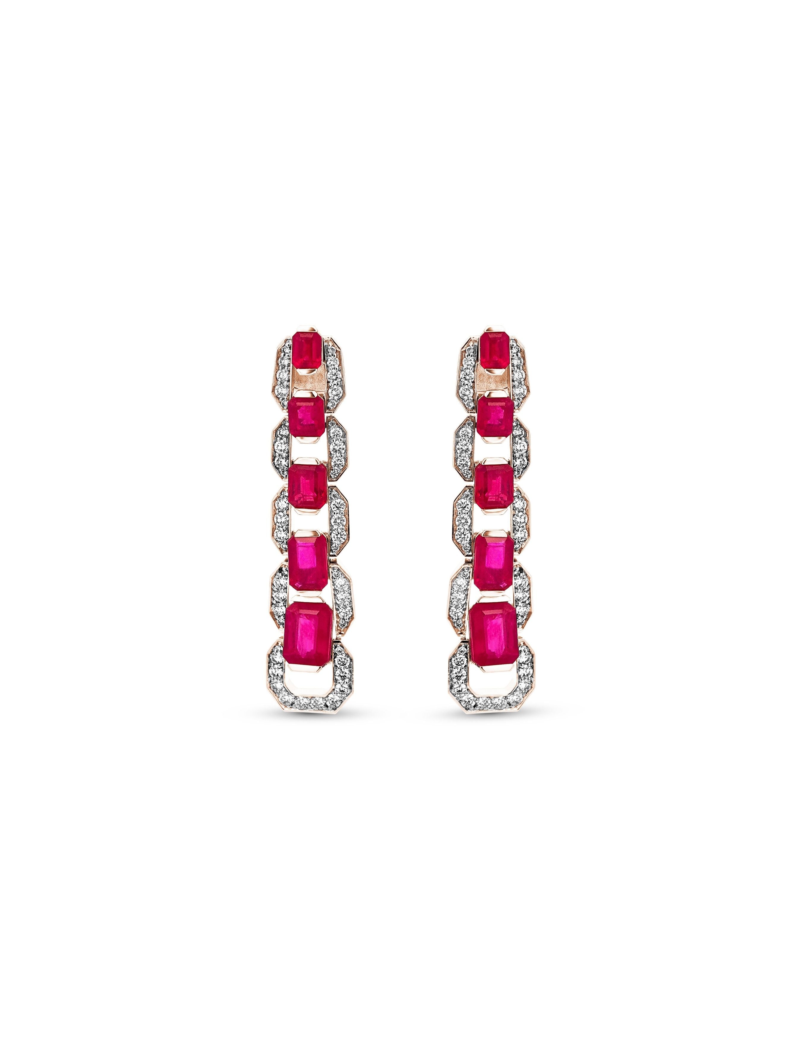 Ruby Diamond Drop Earring