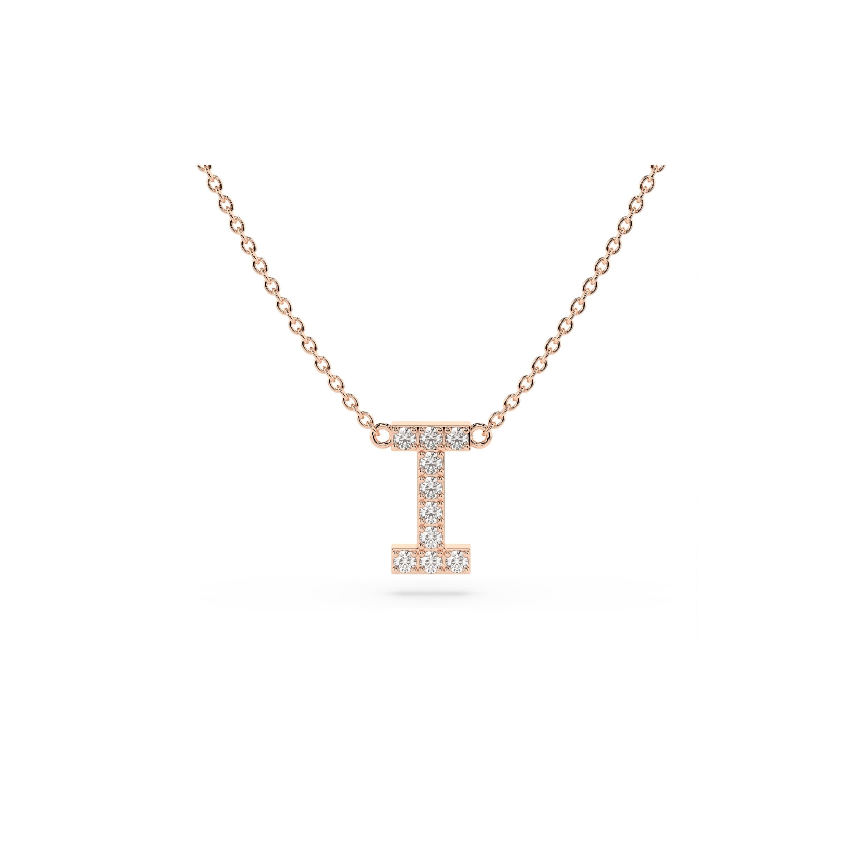 Initial Diamond Necklace in Rose Gold