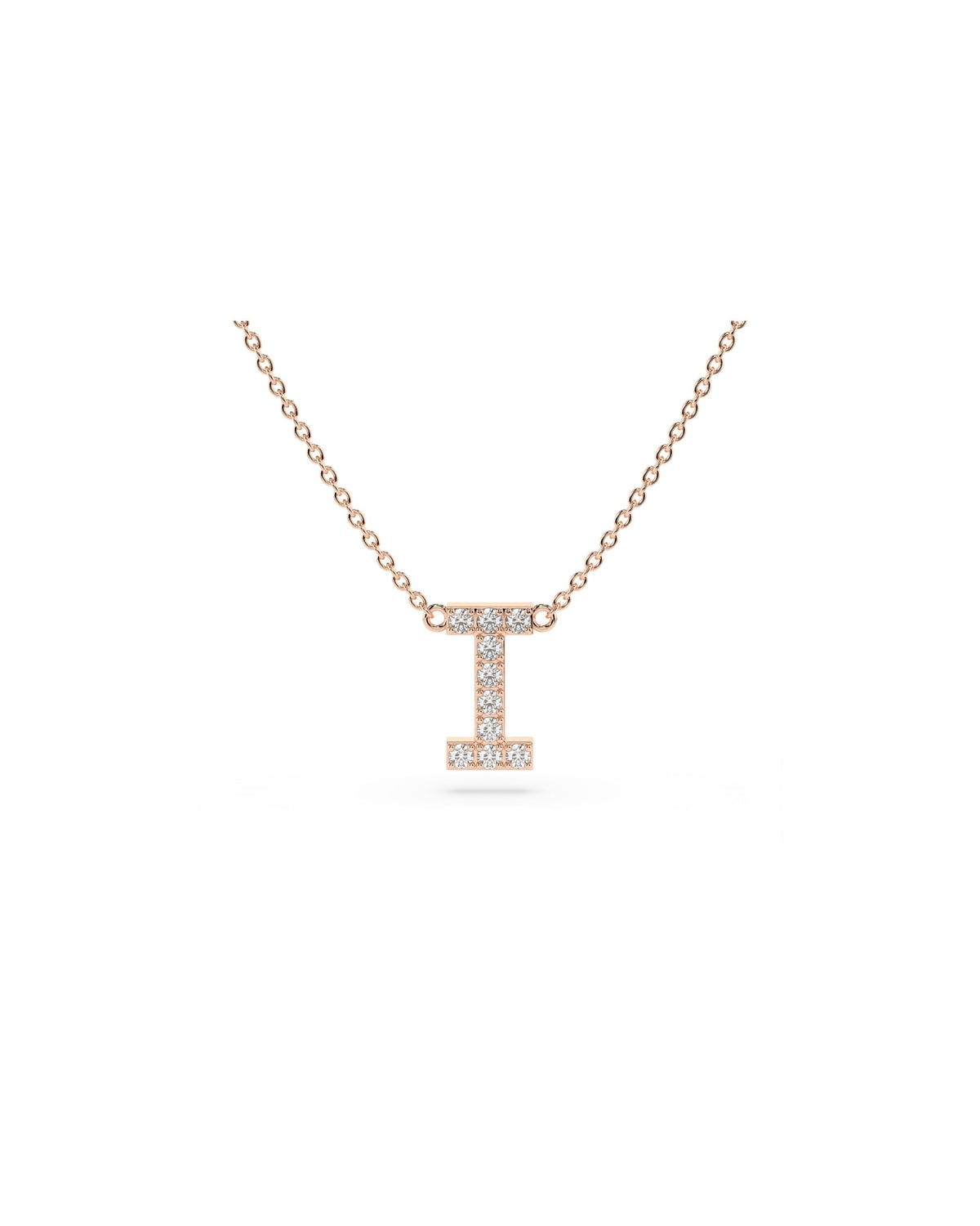 Initial Diamond Necklace in Rose Gold