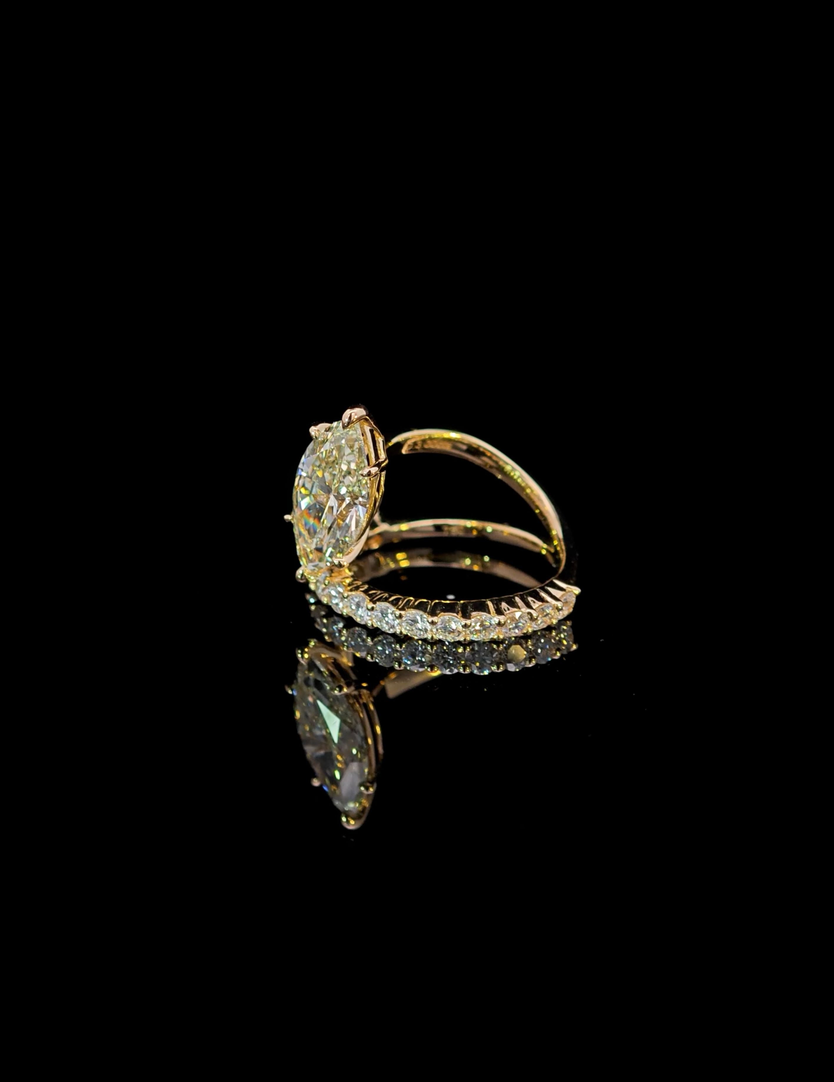 3.0ct Green Diamond Marquise Ring
