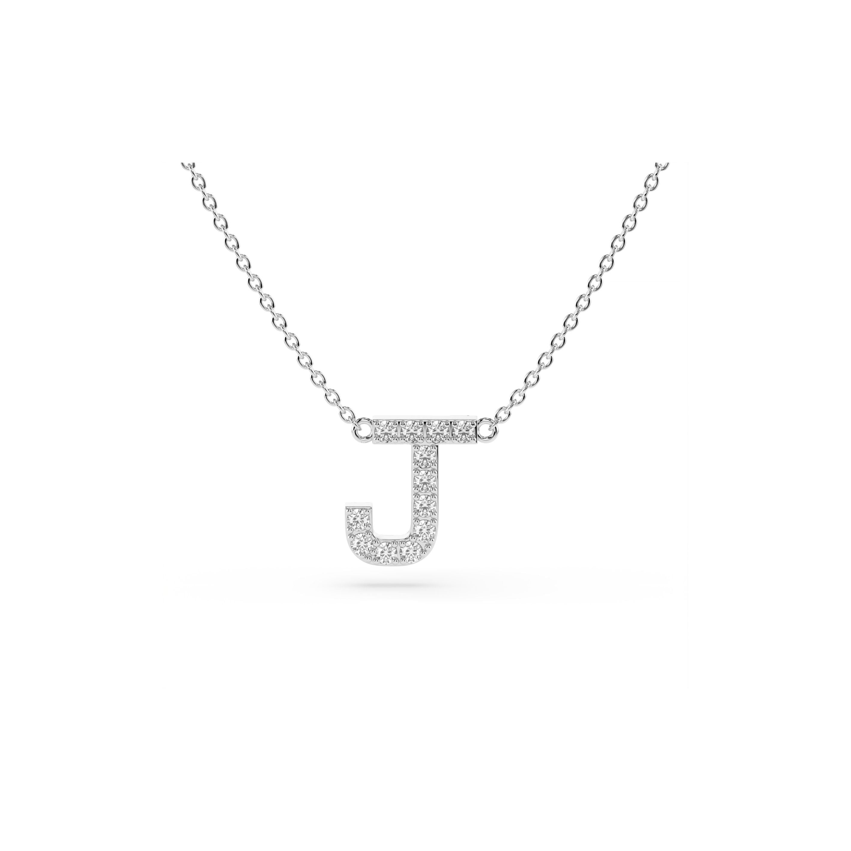 Initial Diamond Necklace in White Gold