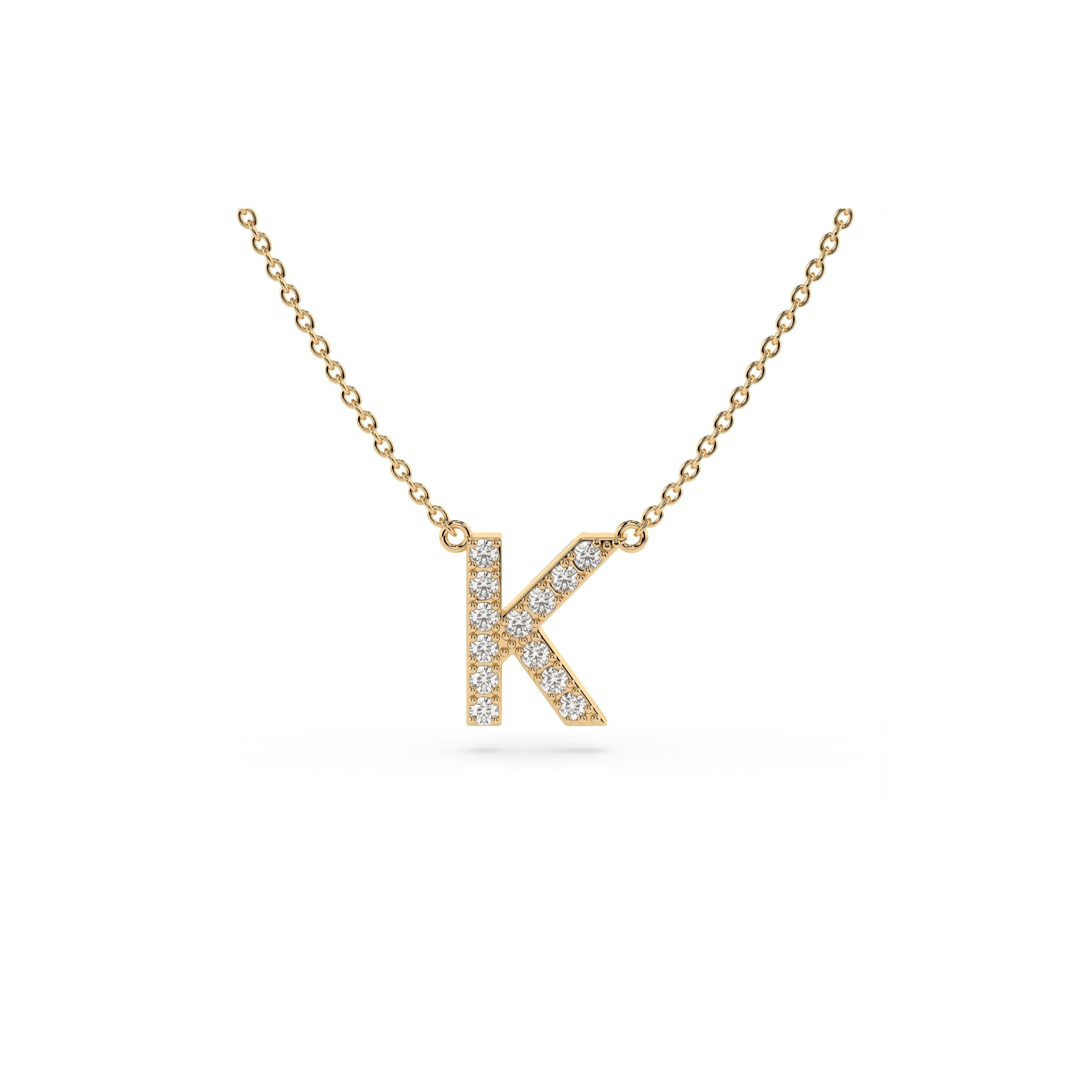 Initial Diamond Necklace in Yellow Gold