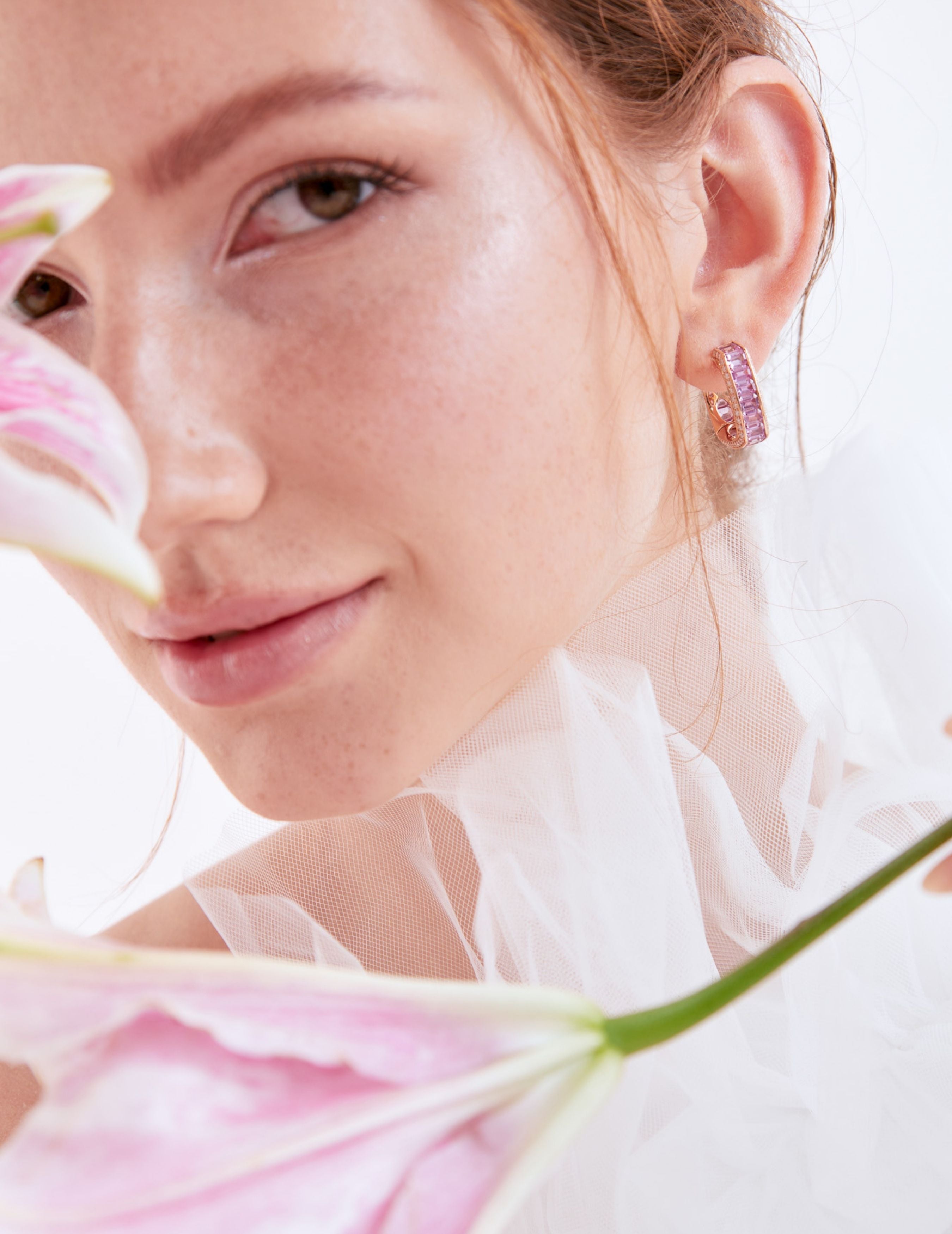 Sculpted Brilliance Pink Sapphire Earring
