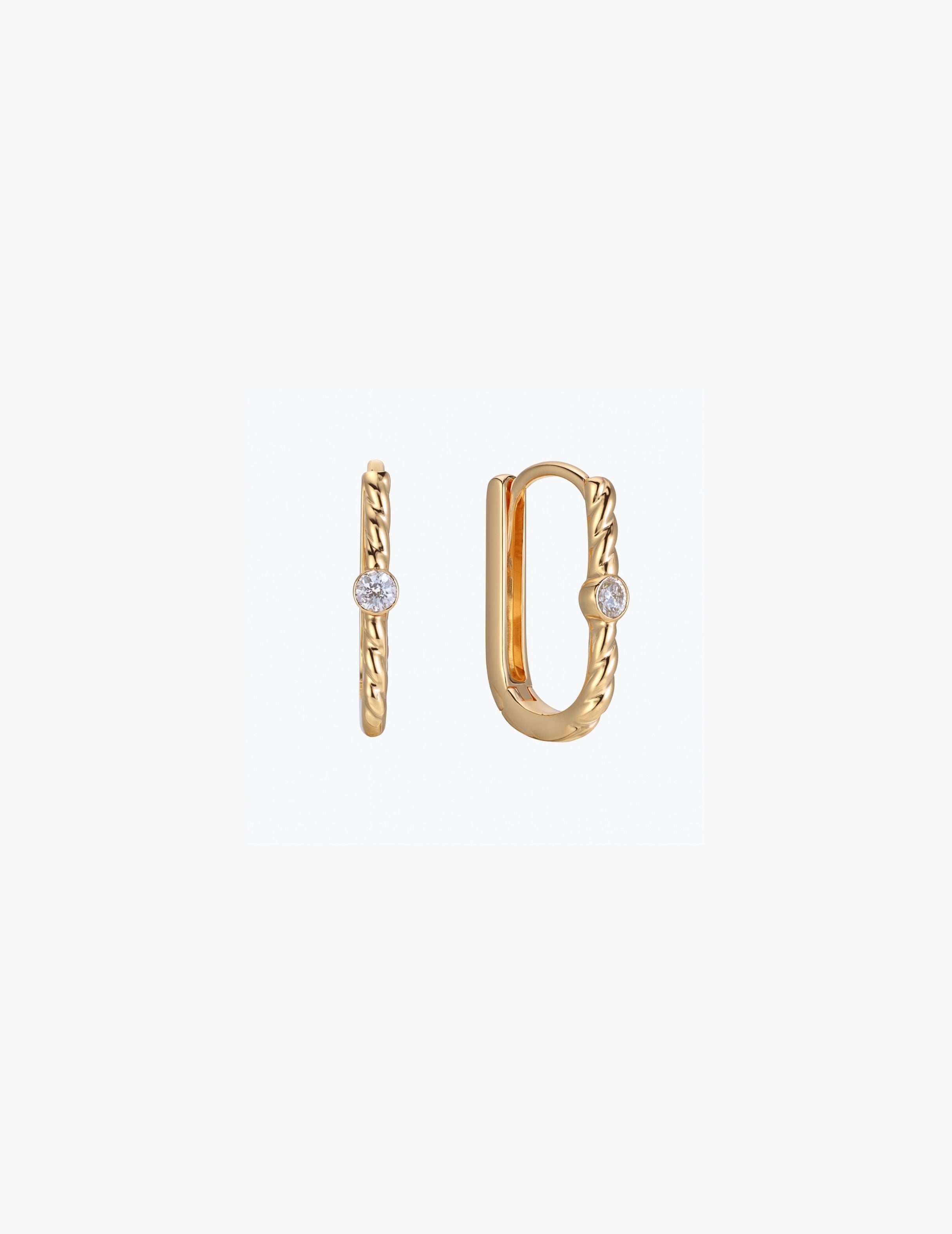 Twisted Diamond Hoop Earring