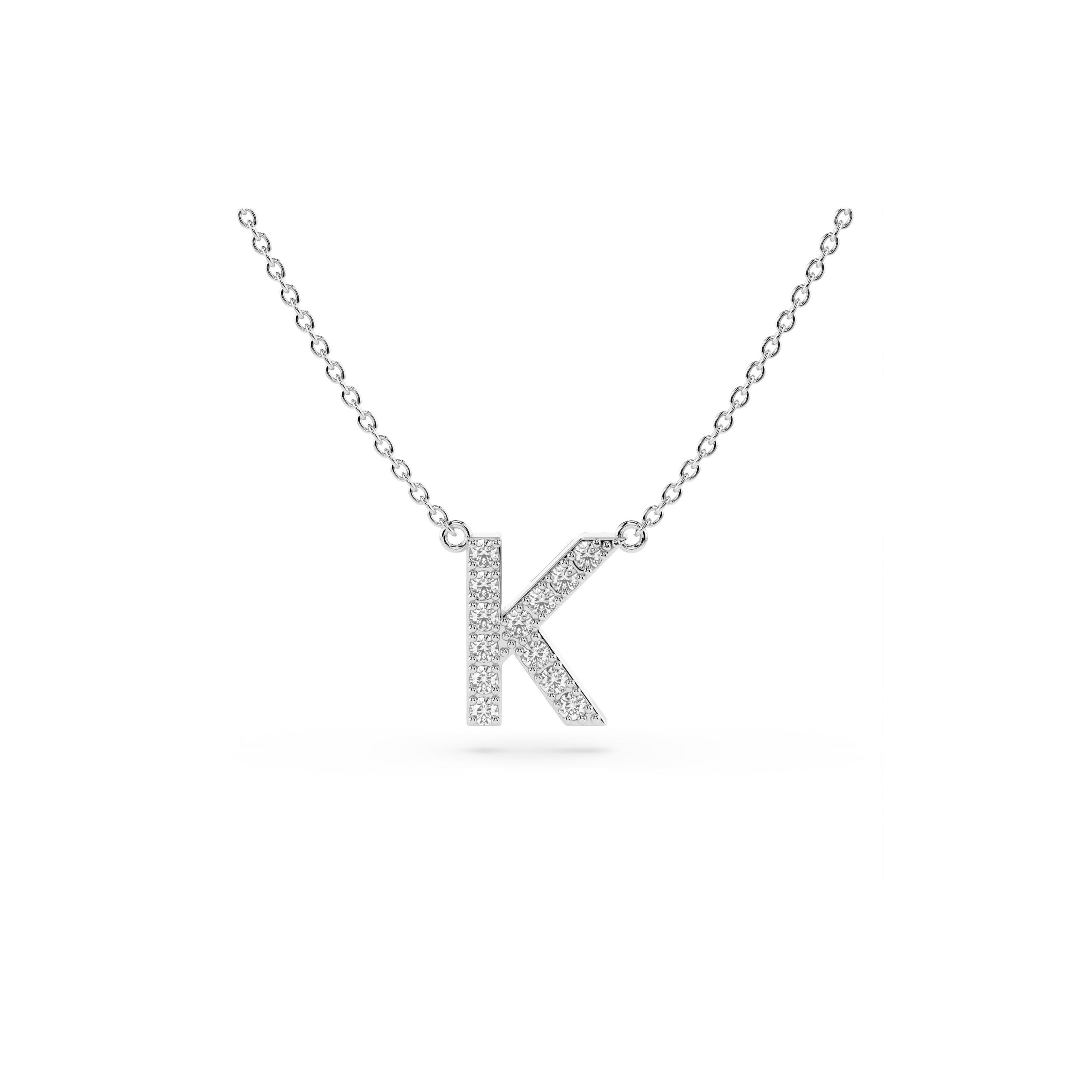 Initial Diamond Necklace in White Gold
