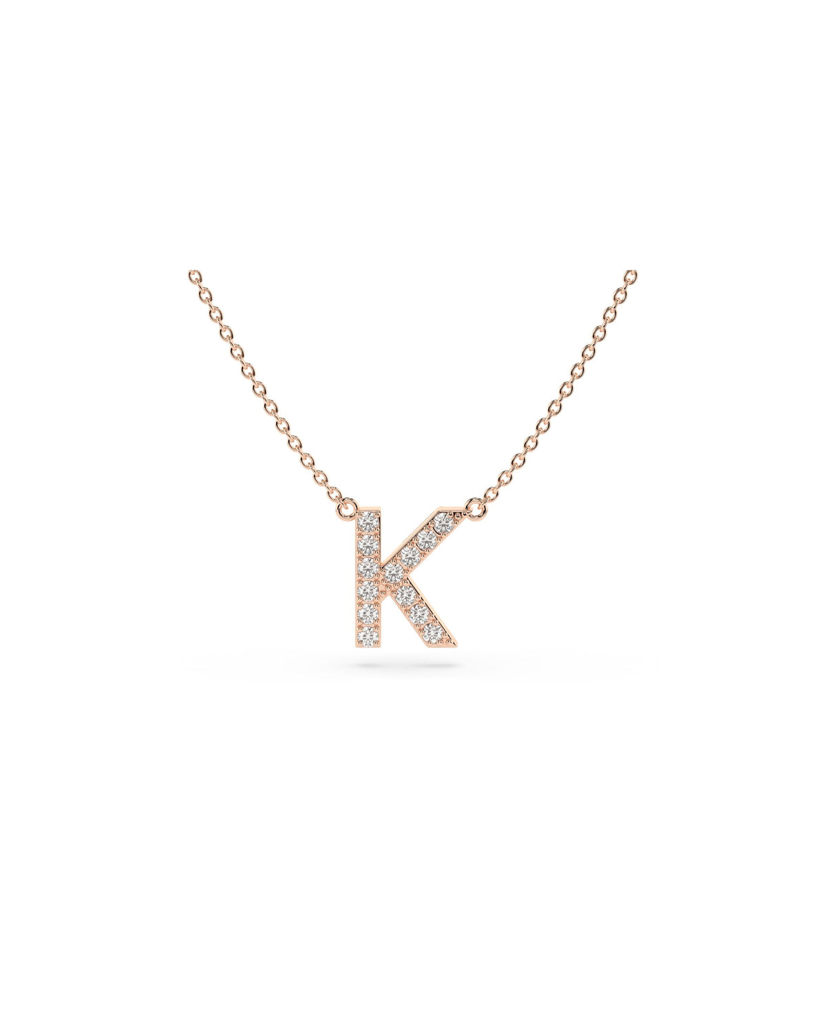 Initial Diamond Necklace in Rose Gold
