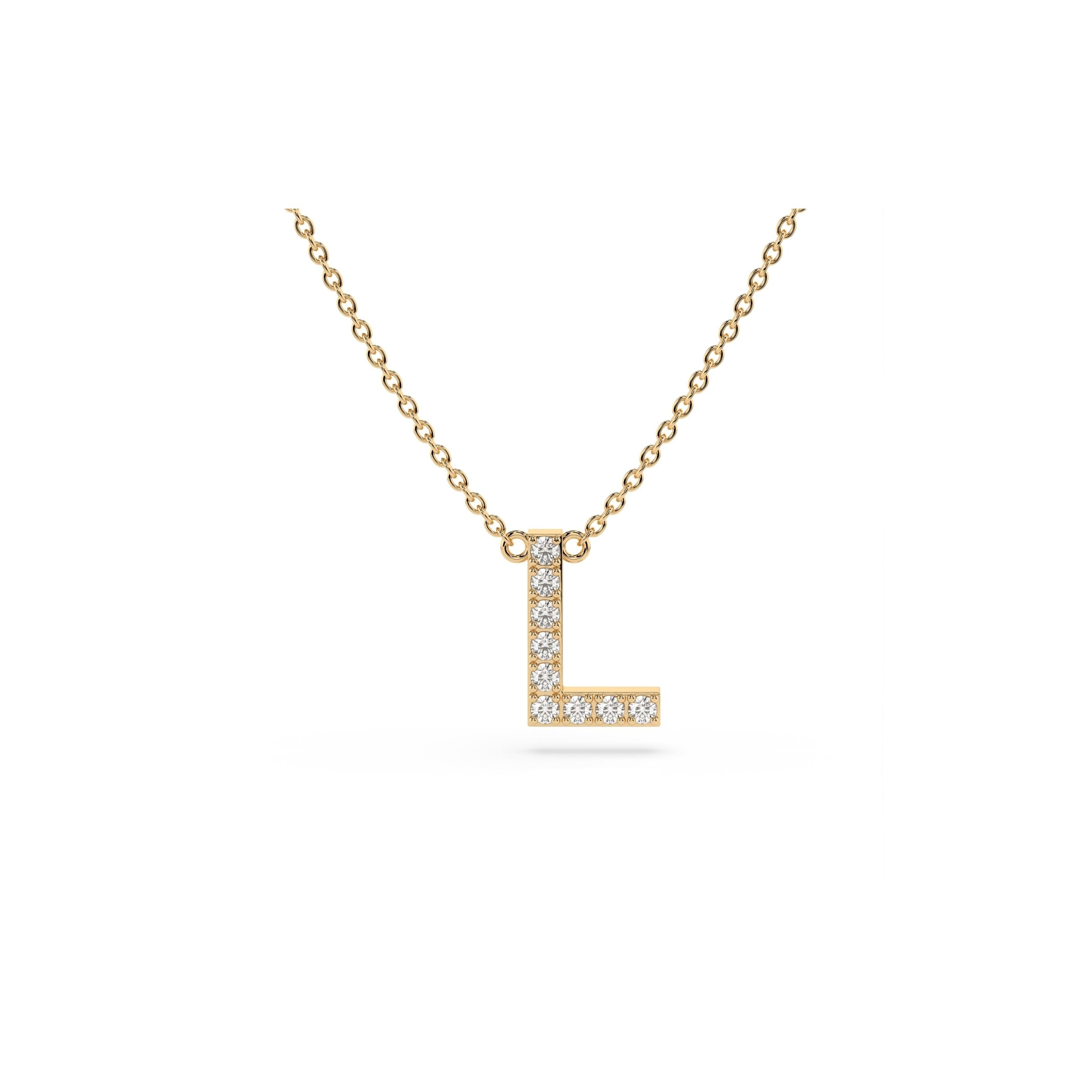 Initial Diamond Necklace in Yellow Gold