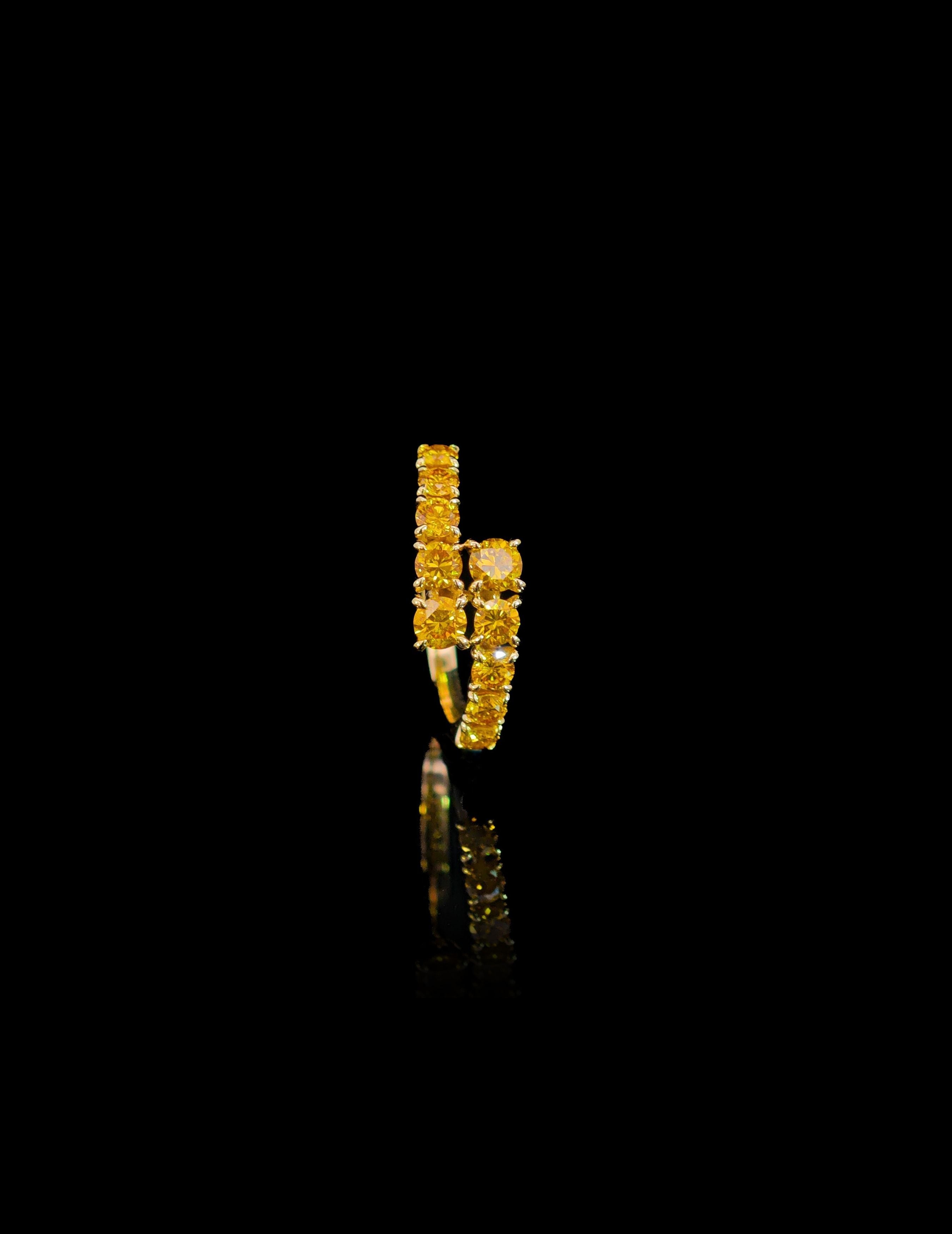 Yellow Orange Diamond Twine Ring