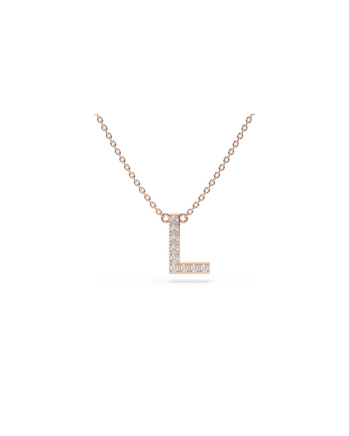 Initial Diamond Necklace in Rose Gold