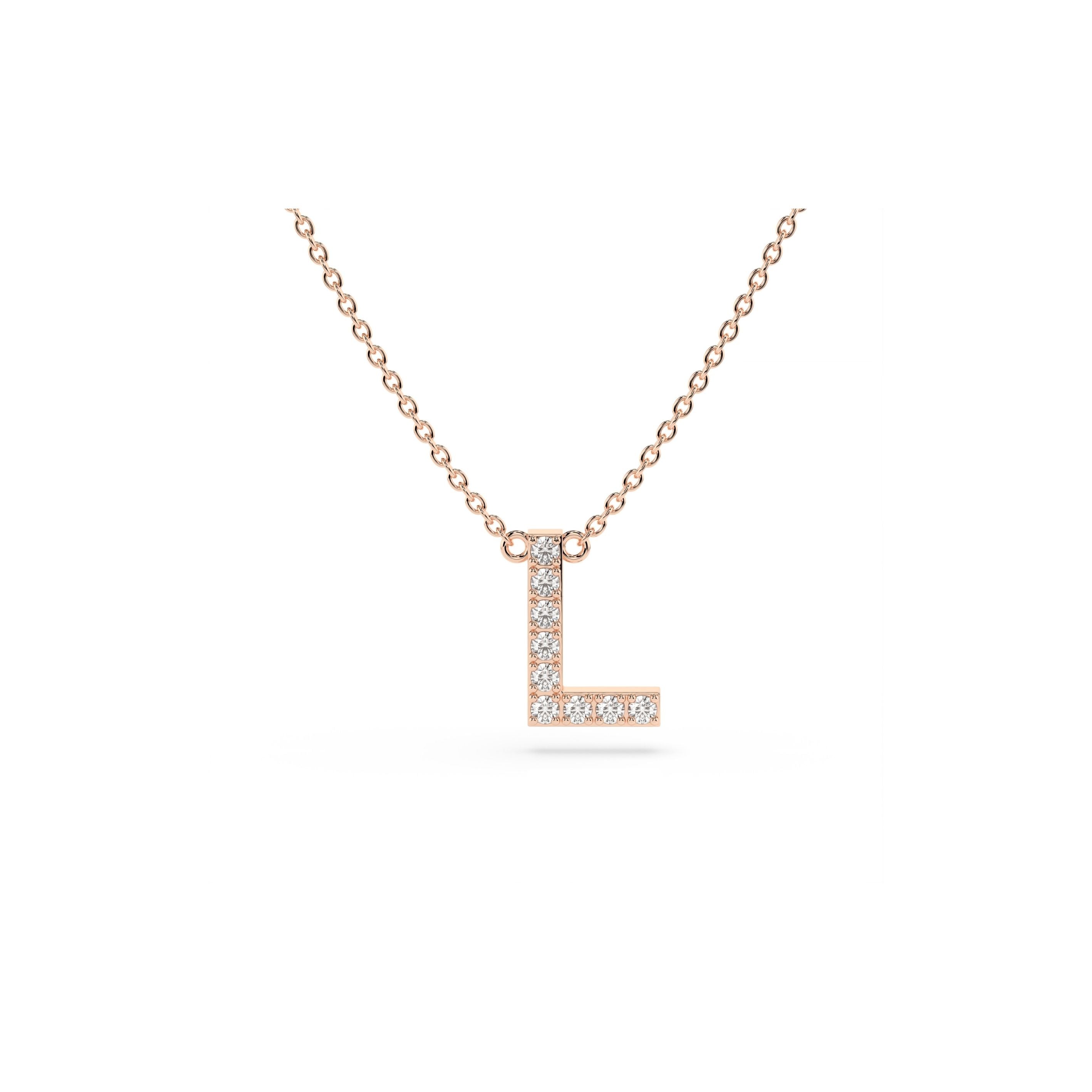 Initial Diamond Necklace in Rose Gold