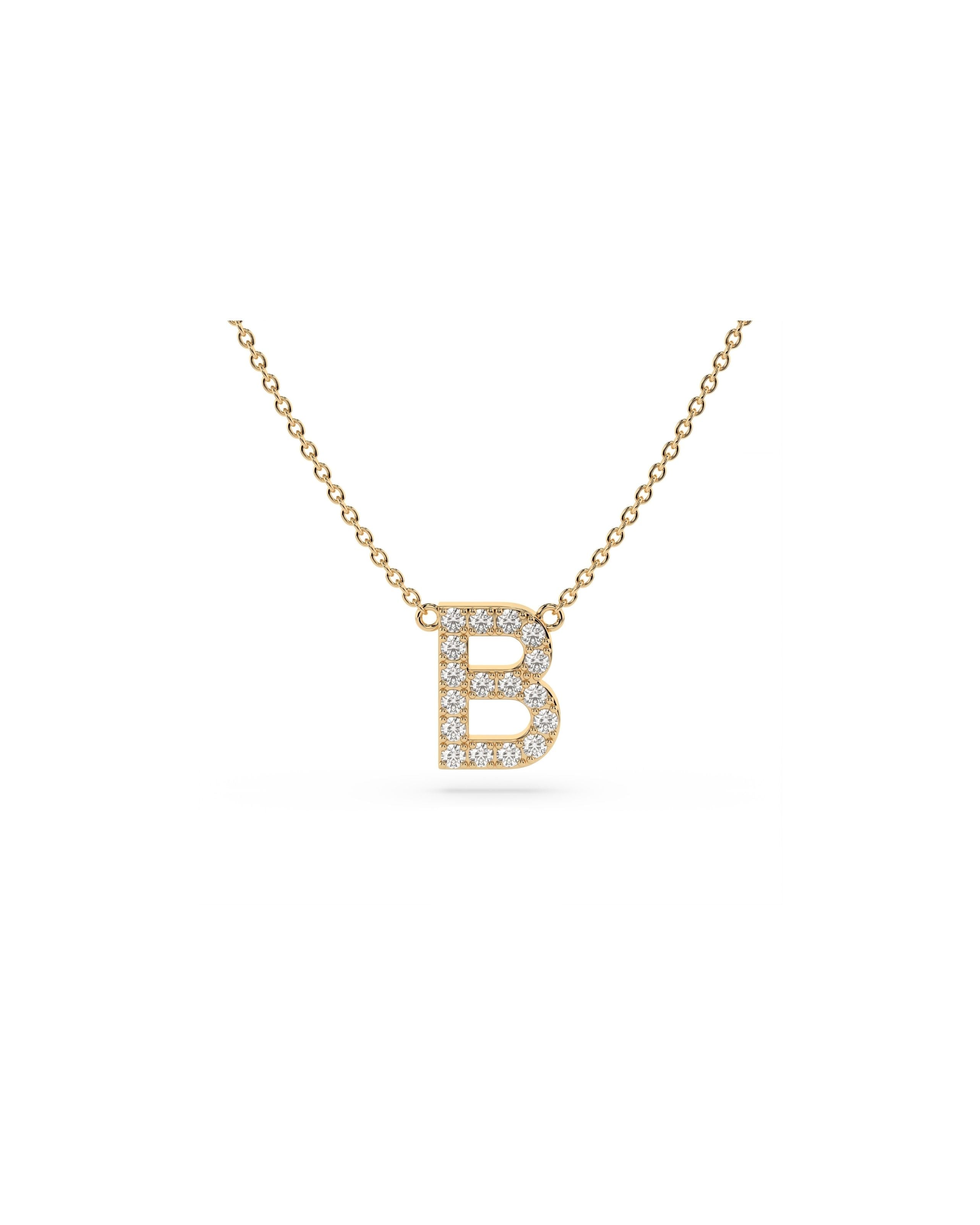 Initial Diamond Necklace in Yellow Gold