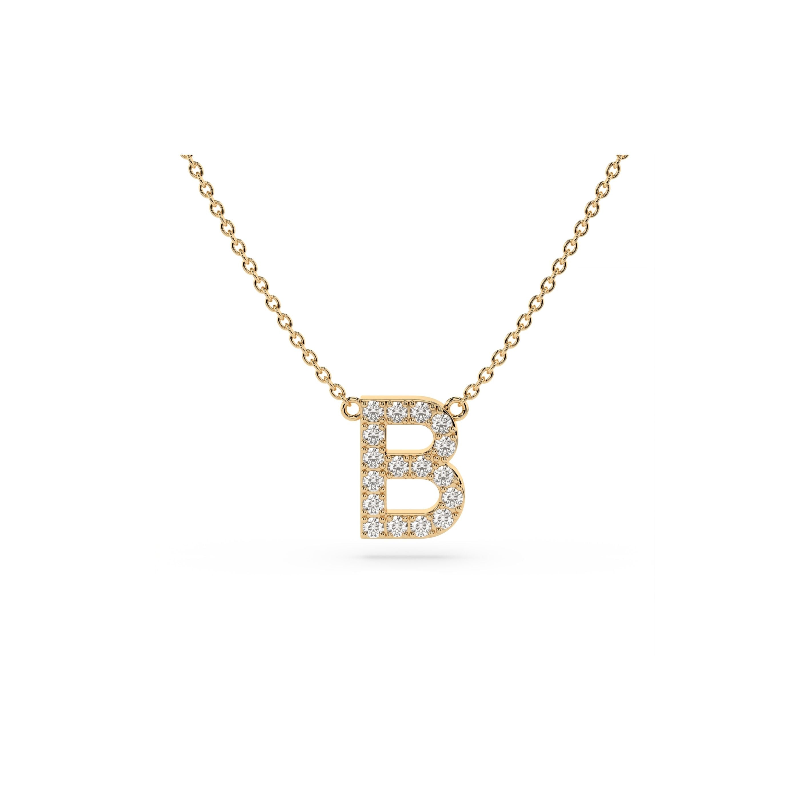 Initial Diamond Necklace in Yellow Gold
