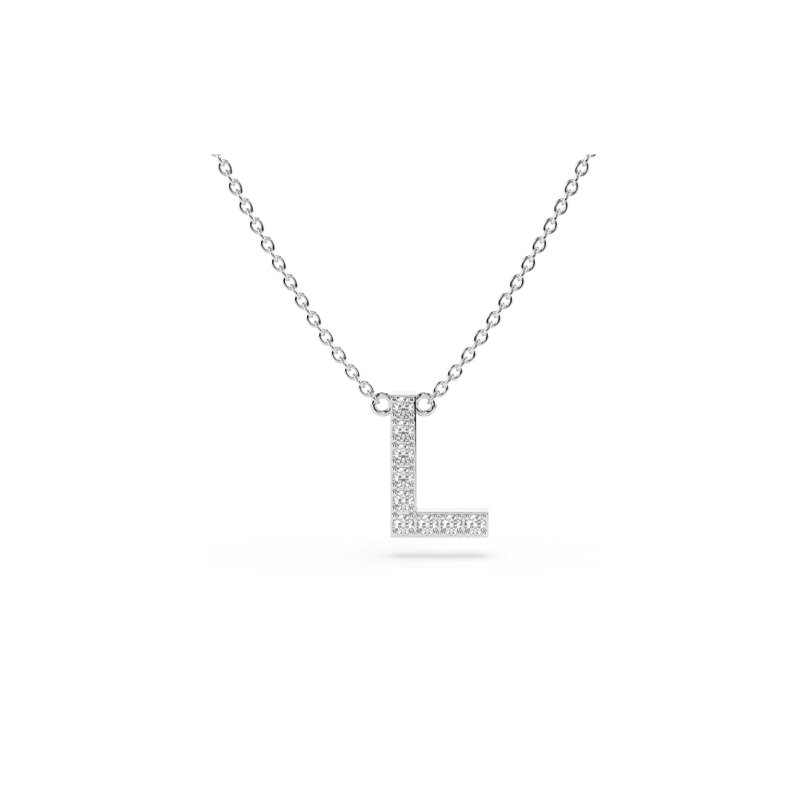 Initial Diamond Necklace in White Gold