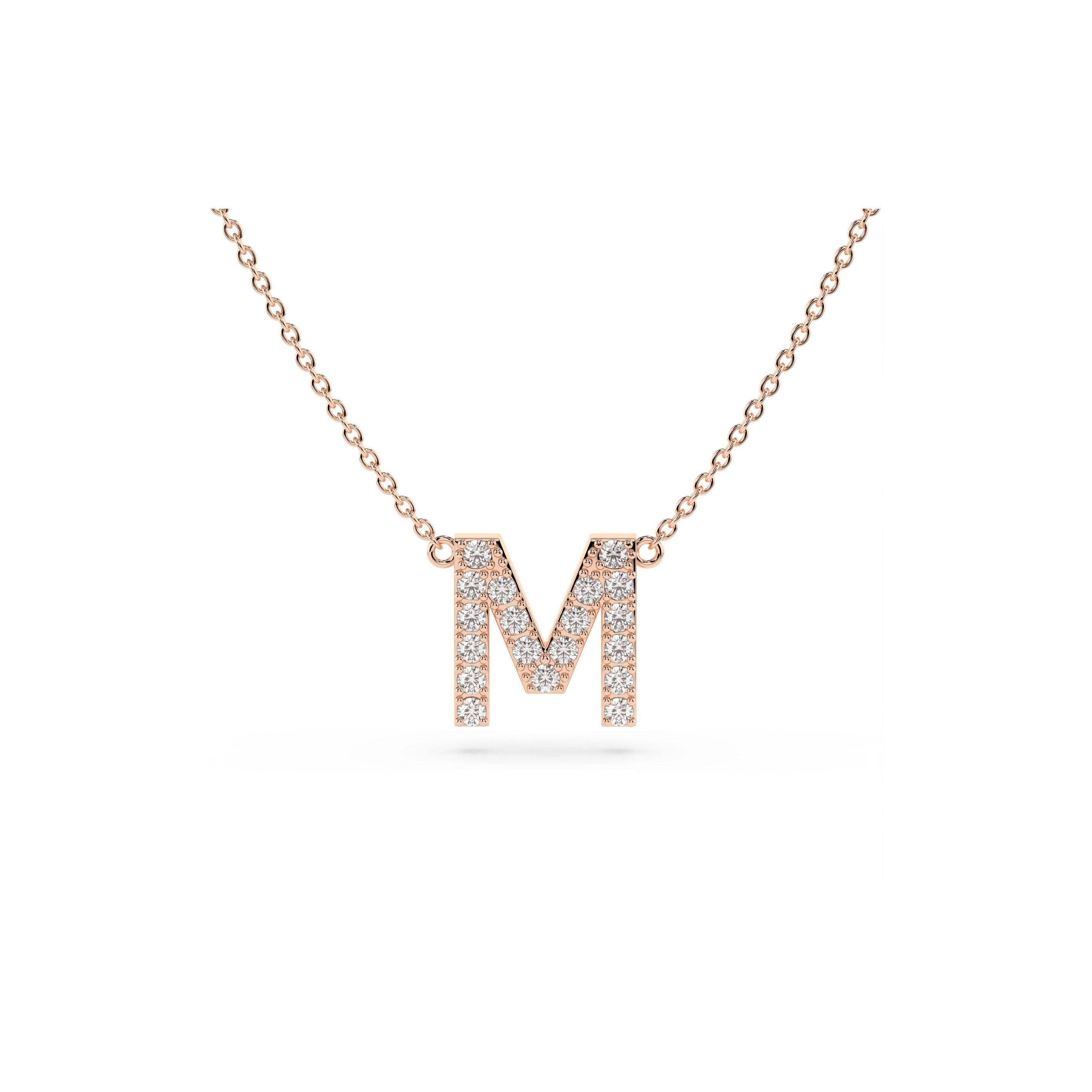 Initial Diamond Necklace in Rose Gold