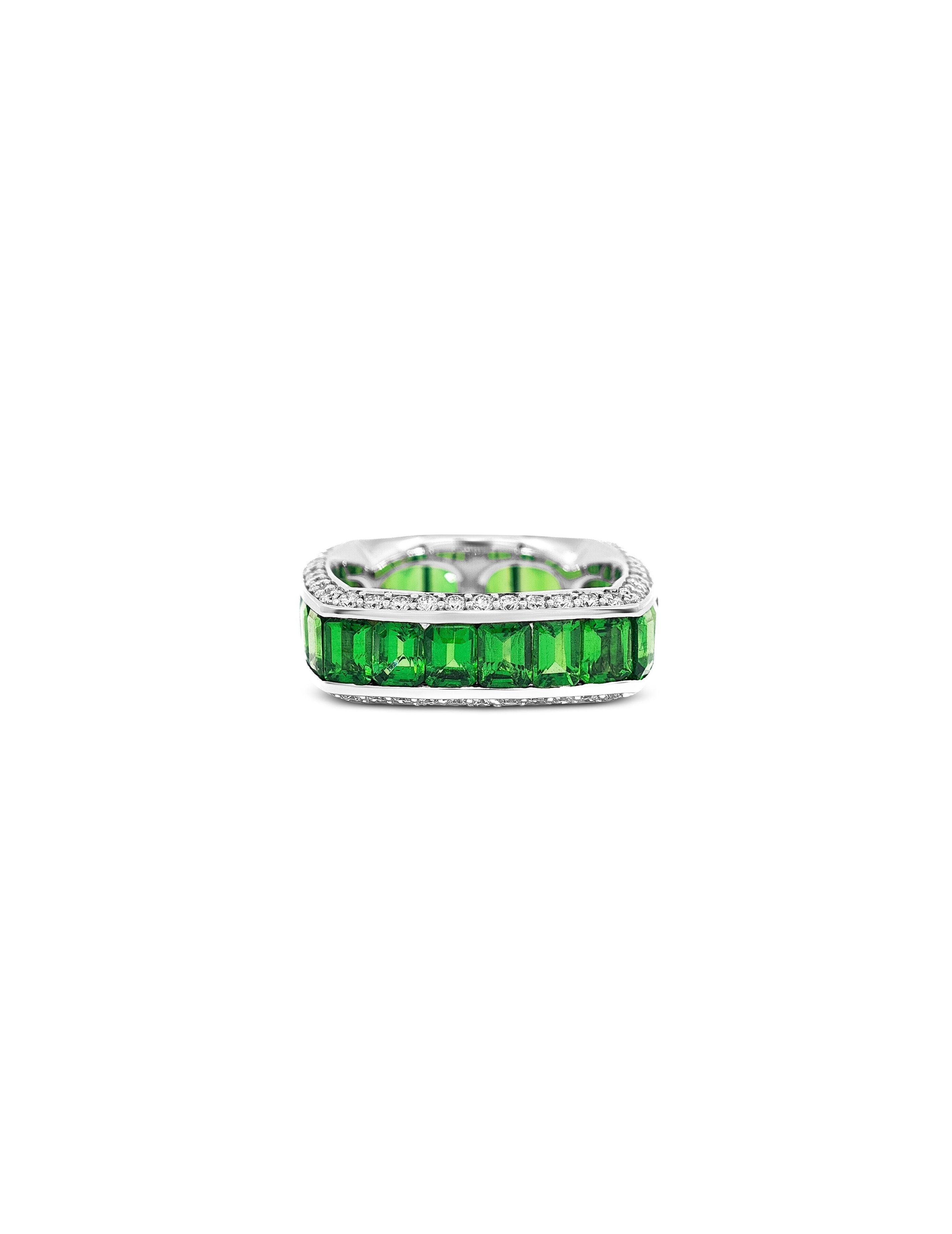 Sculpted Brilliance Green Garnet Ring