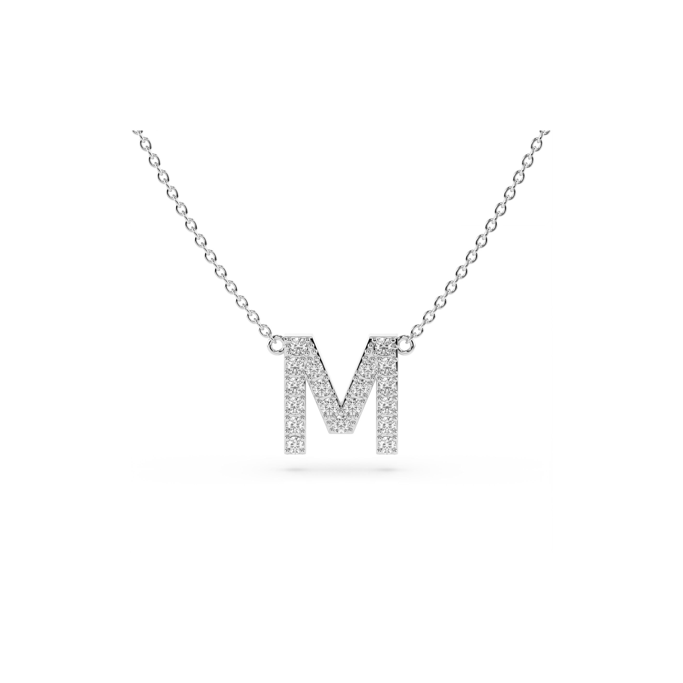 Initial Diamond Necklace in White Gold