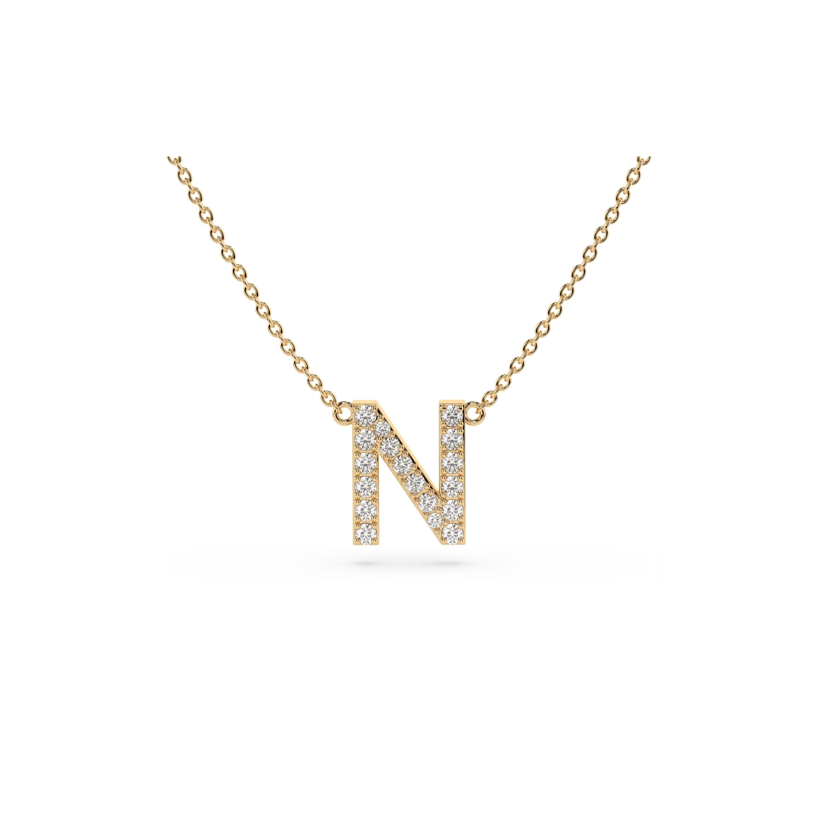 Initial Diamond Necklace in Yellow Gold