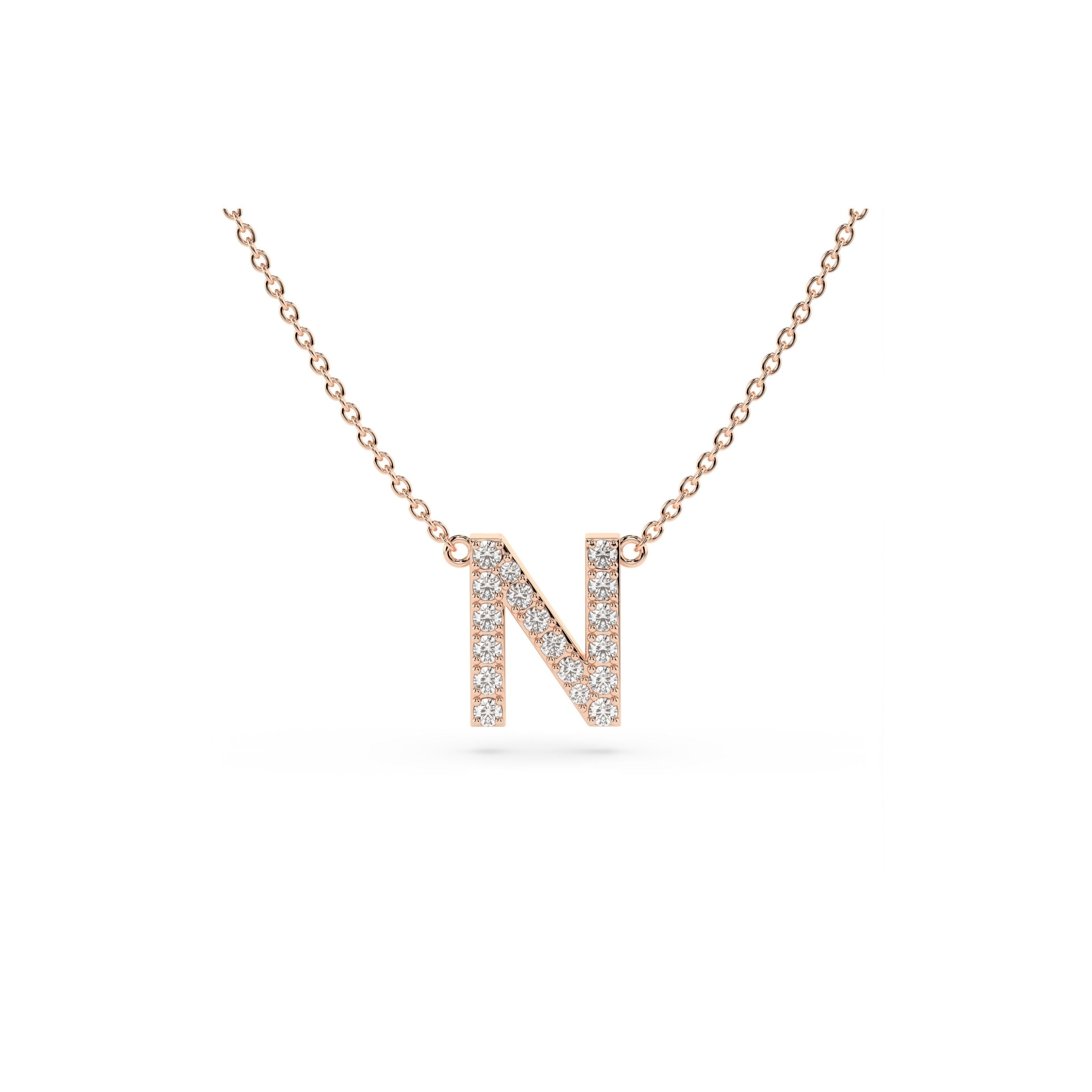 Initial Diamond Necklace in Rose Gold