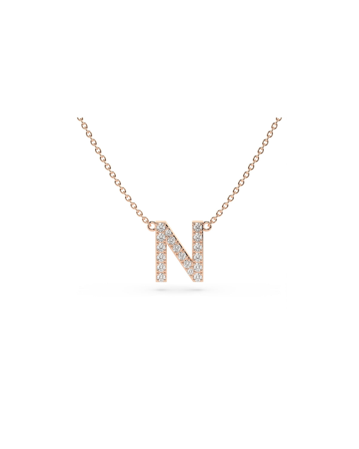 Initial Diamond Necklace in Rose Gold