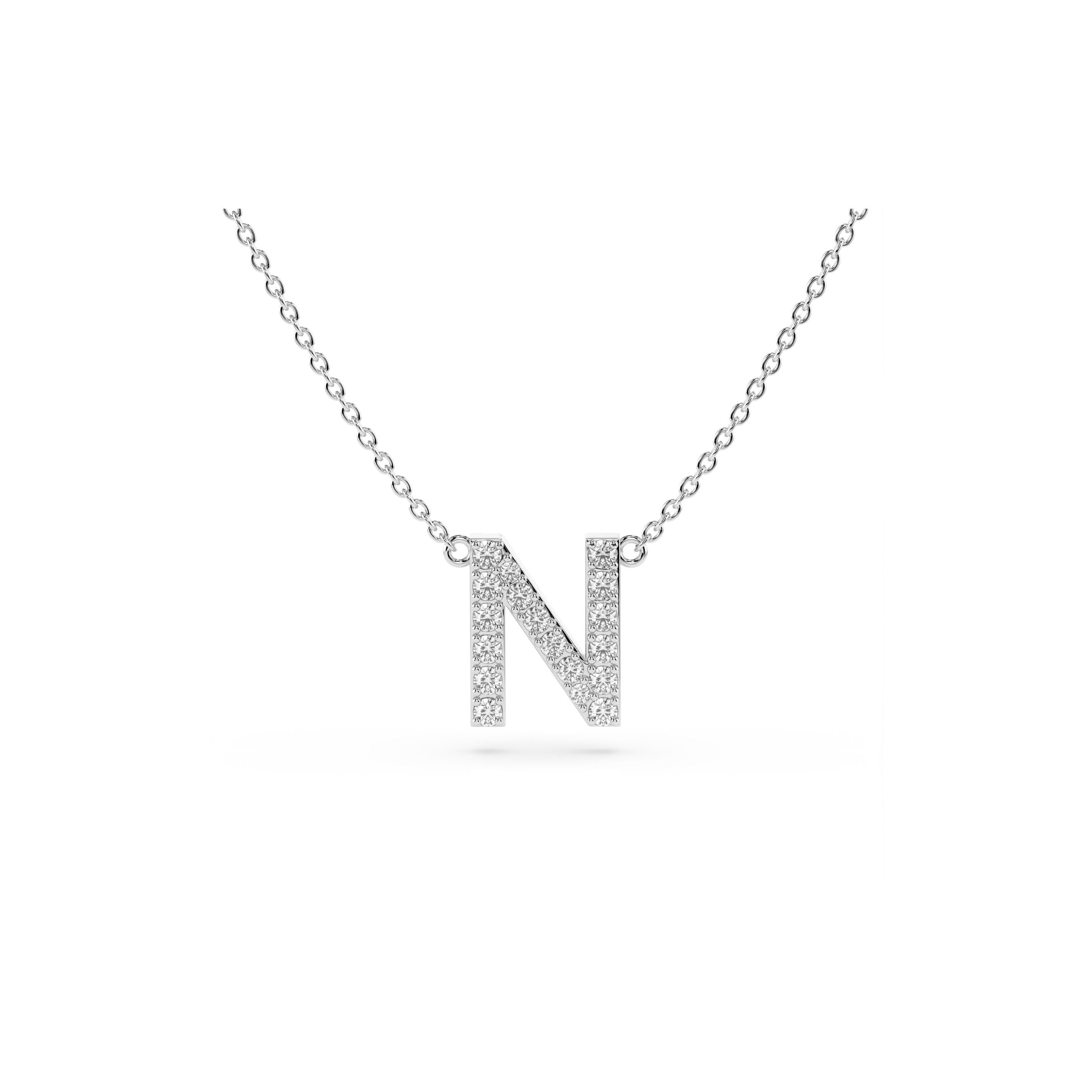 Initial Diamond Necklace in White Gold