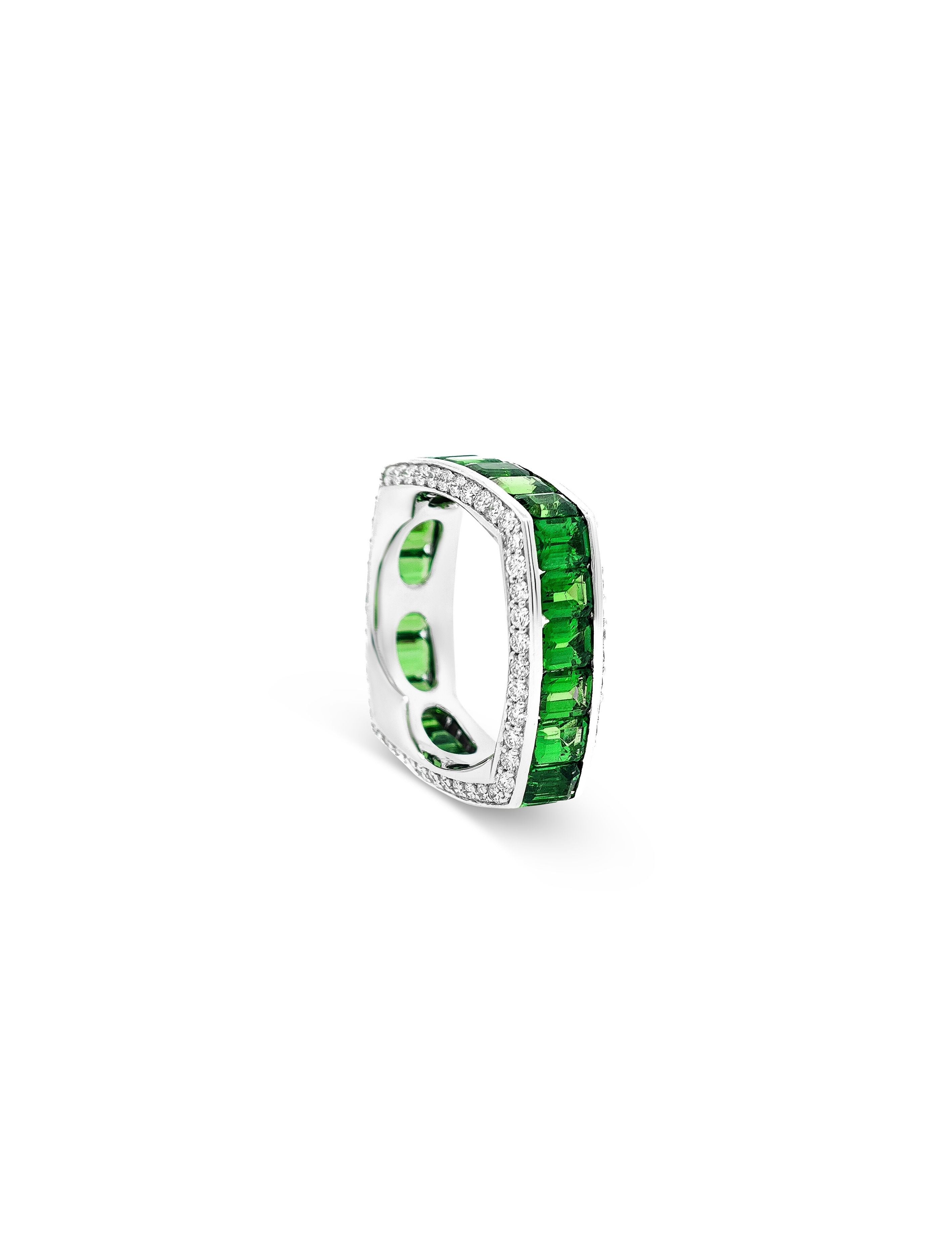 Sculpted Brilliance Green Garnet Ring
