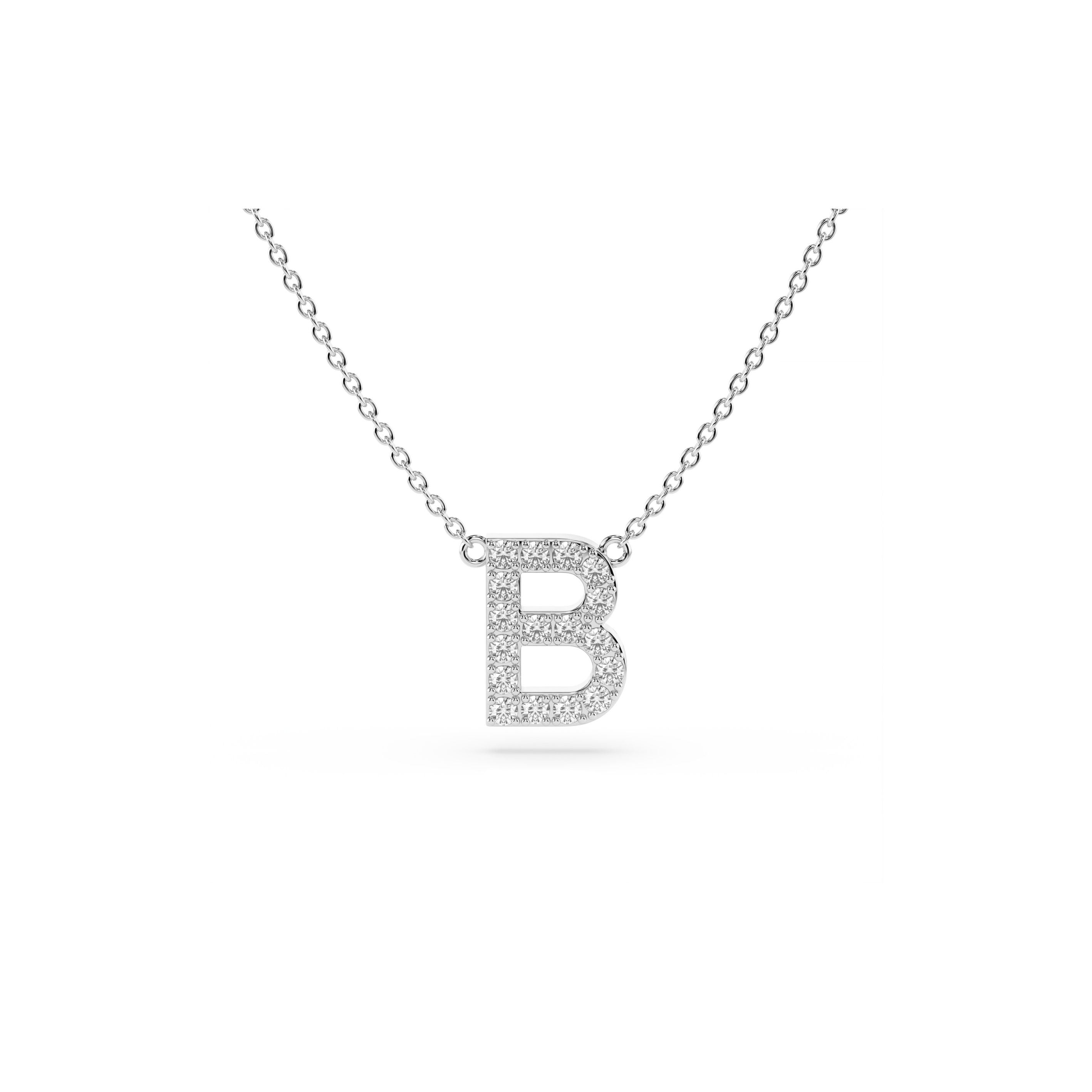 Initial Diamond Necklace in White Gold