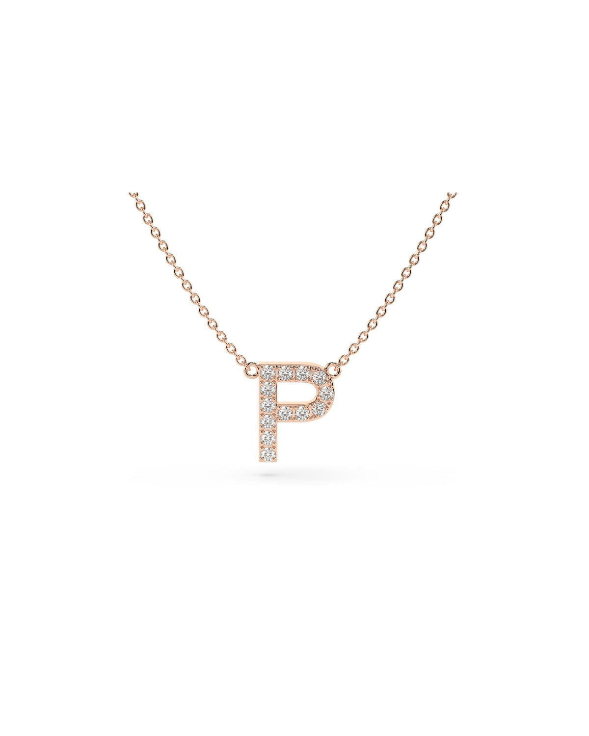 Initial Diamond Necklace in Rose Gold