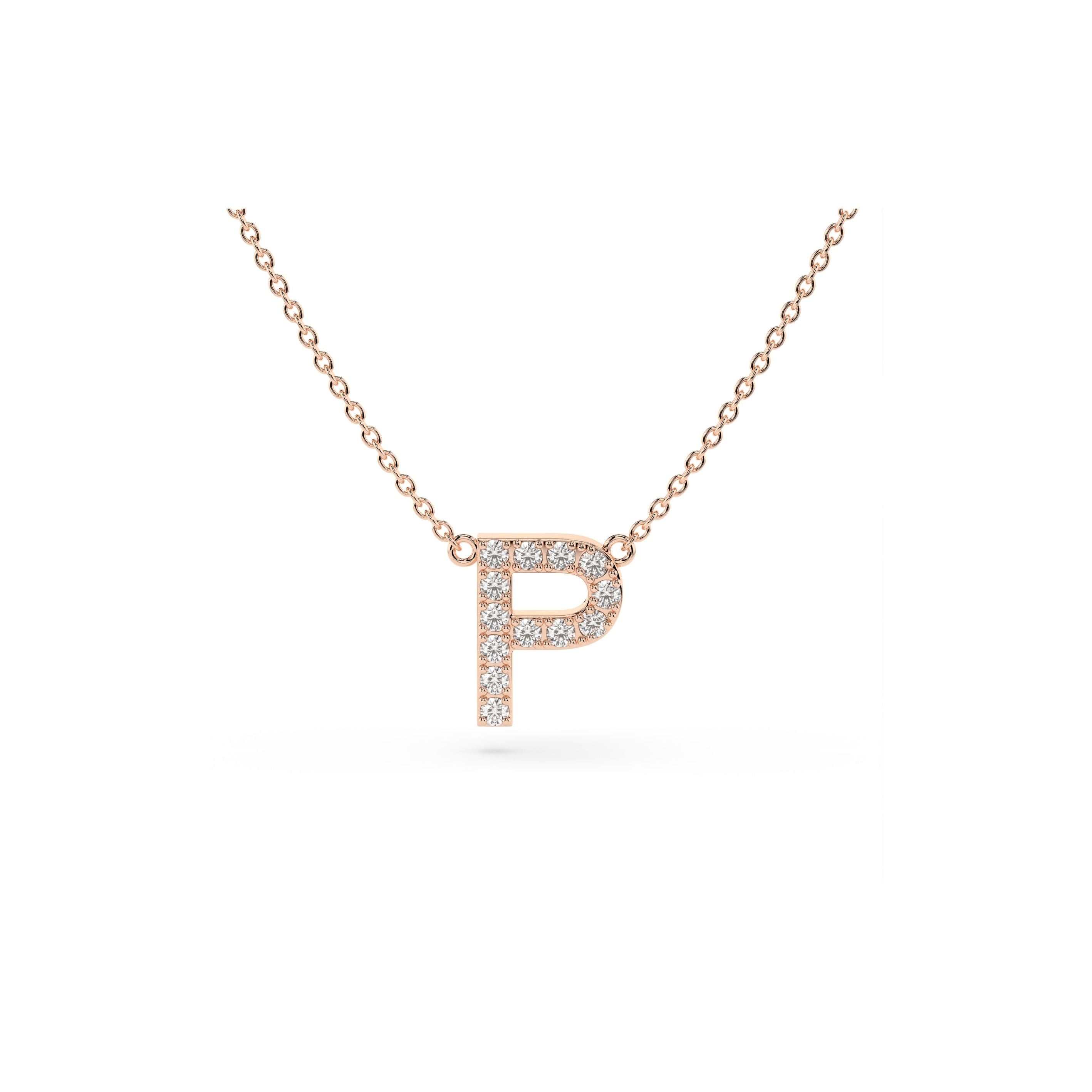 Initial Diamond Necklace in Rose Gold