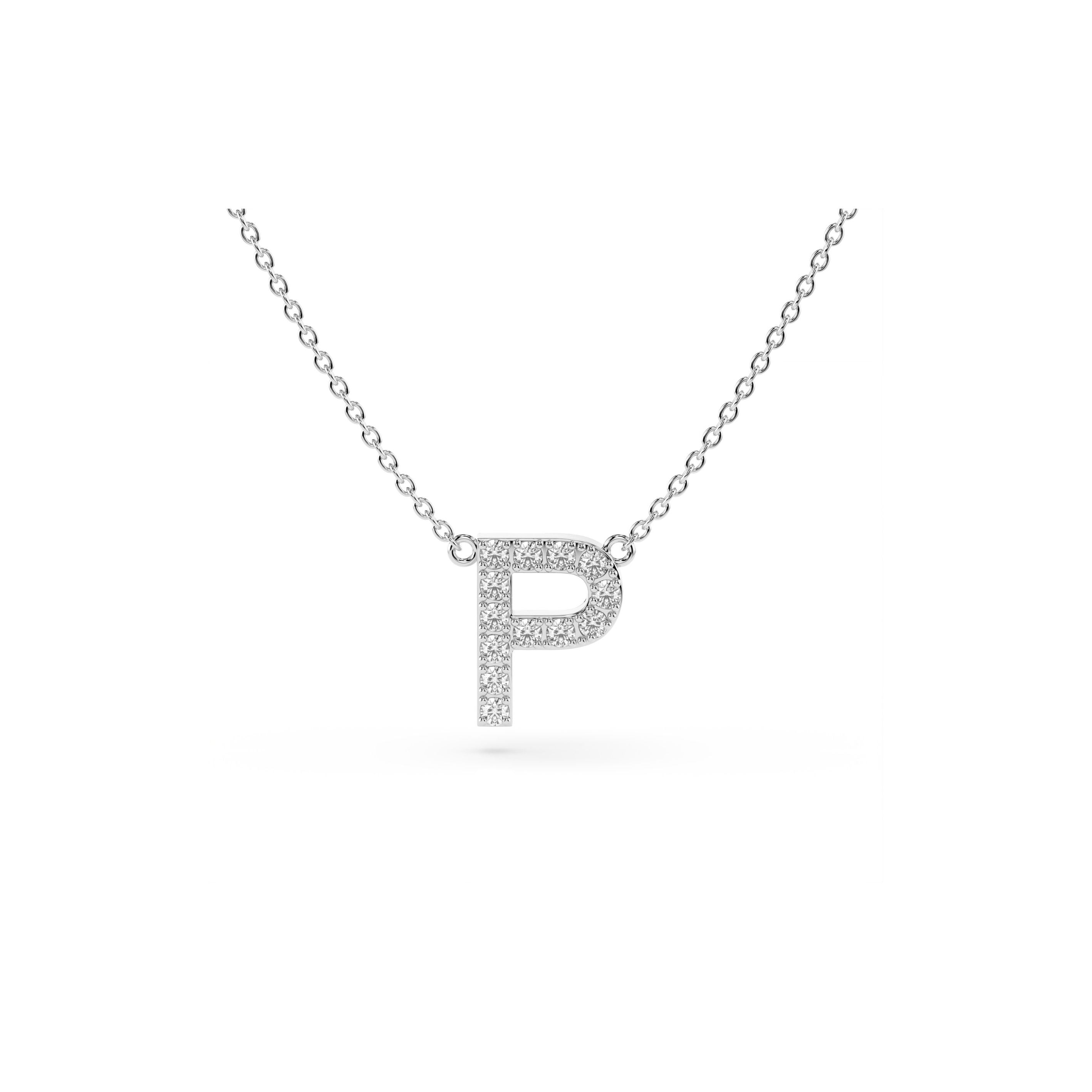 Initial Diamond Necklace in White Gold