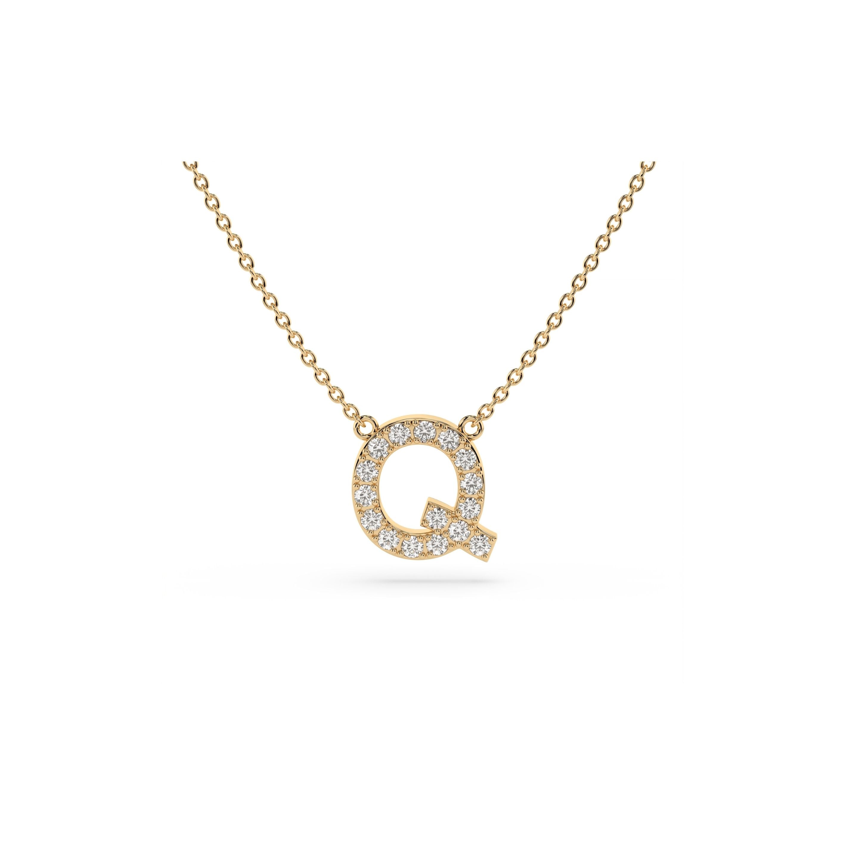 Initial Diamond Necklace in Yellow Gold