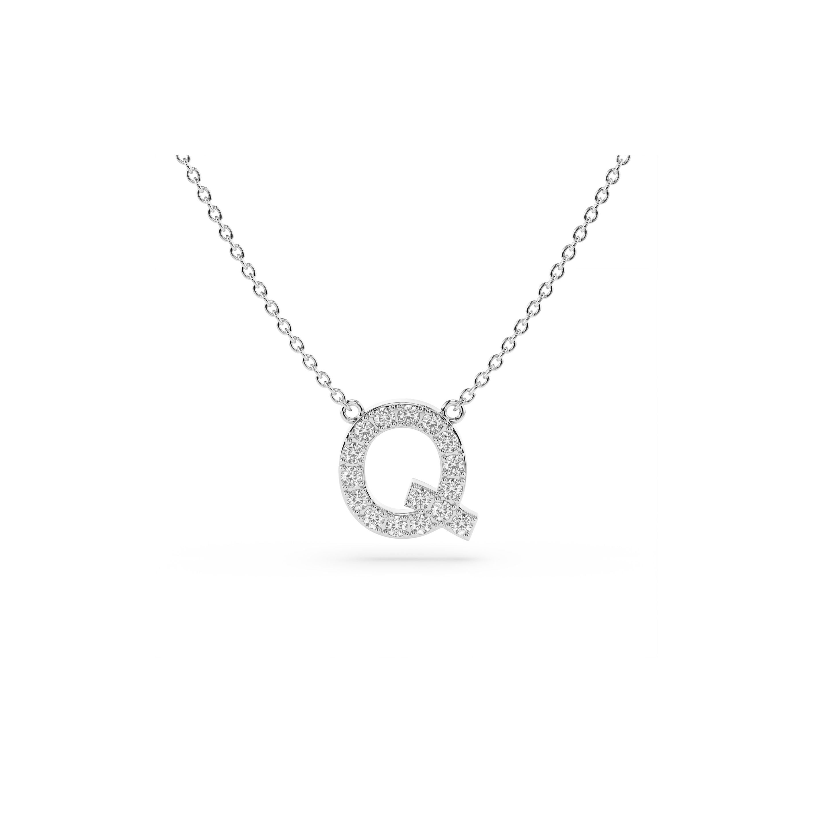 Initial Diamond Necklace in White Gold