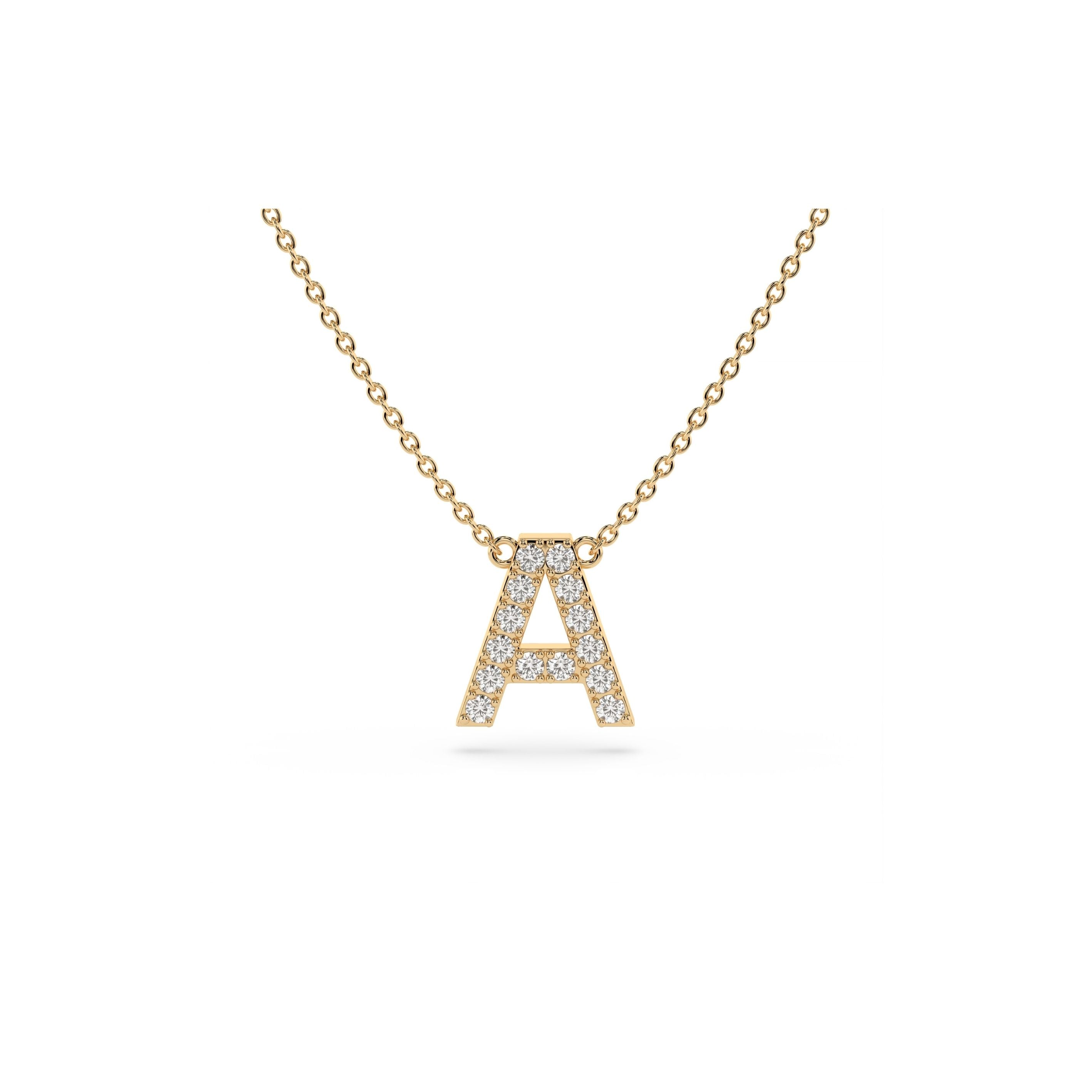 Initial Diamond Necklace in Yellow Gold