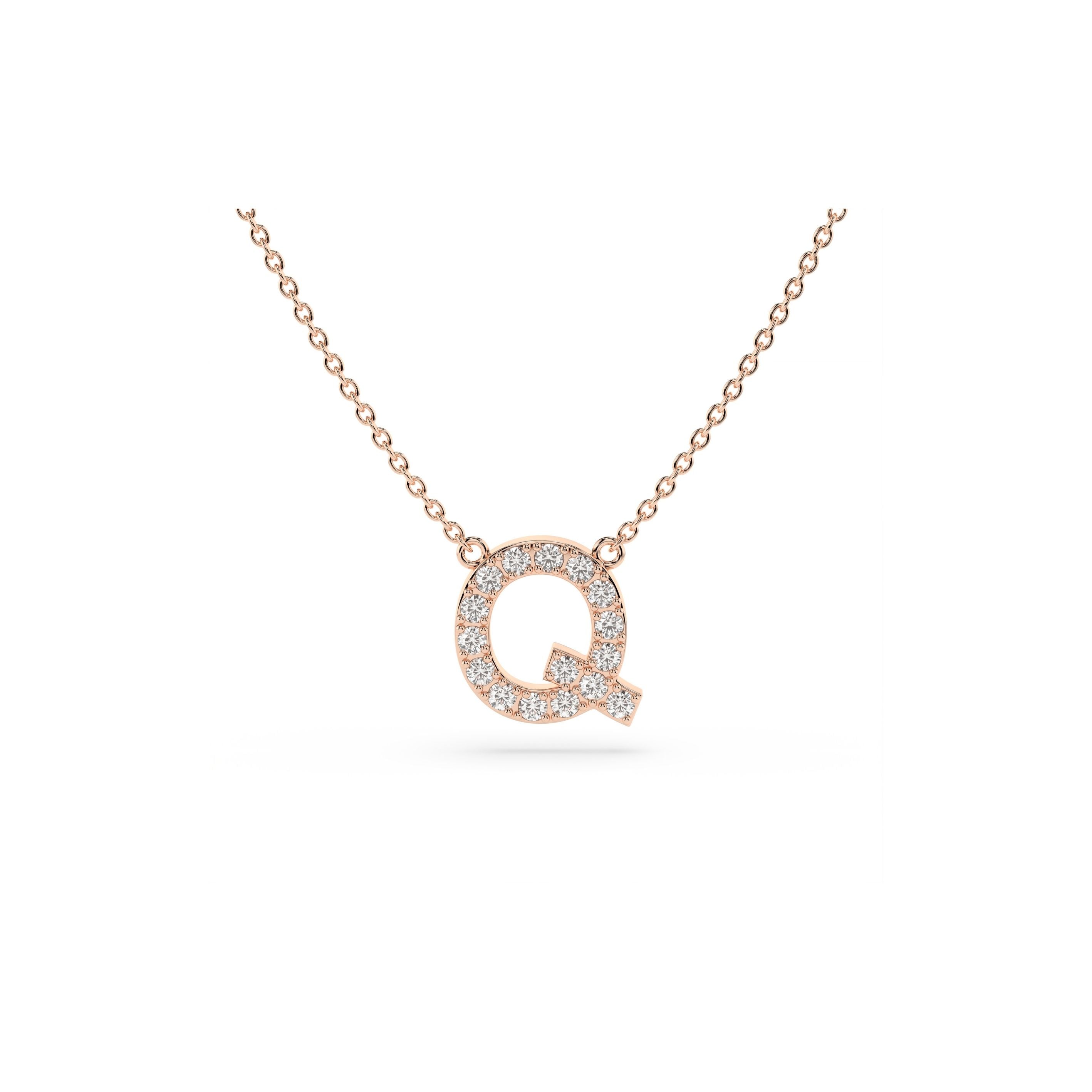 Initial Diamond Necklace in Rose Gold