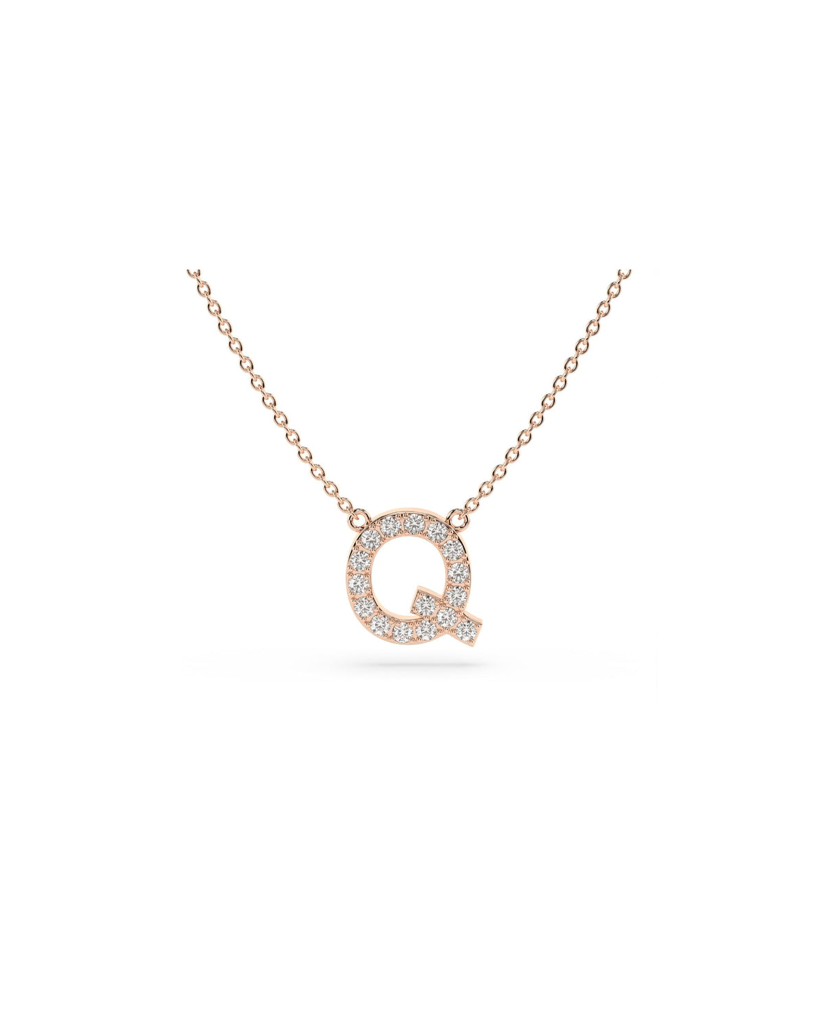 Initial Diamond Necklace in Rose Gold