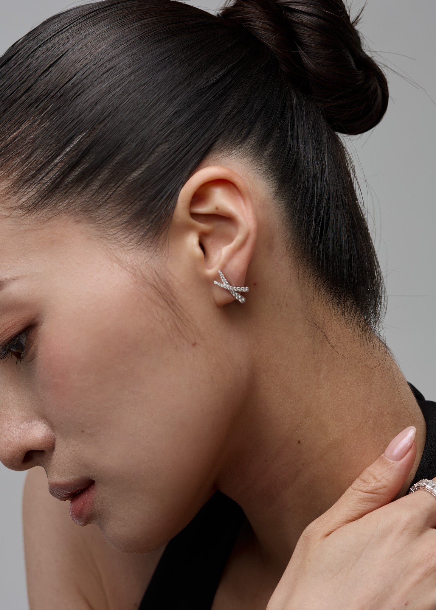 Diamond Cross Earring