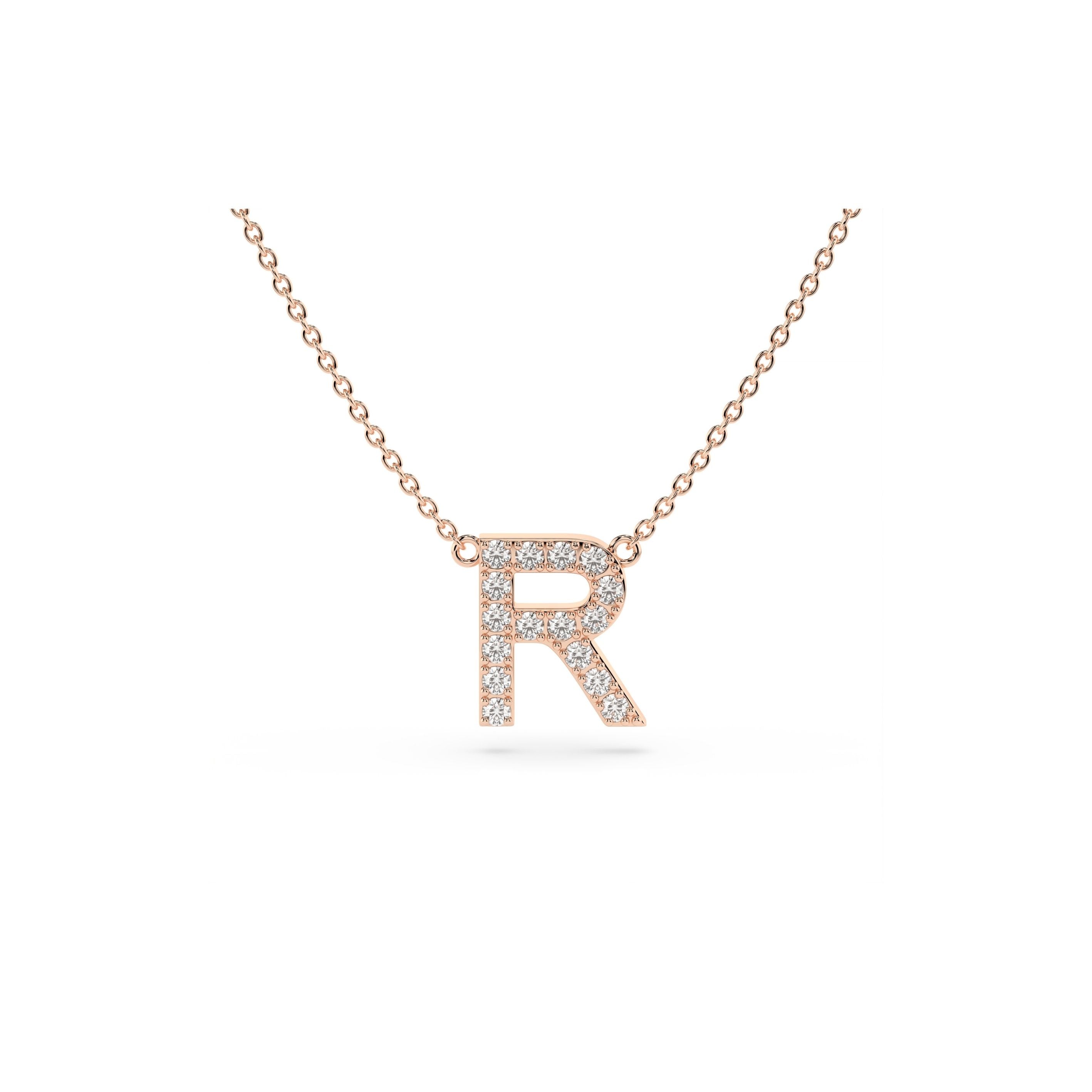 Initial Diamond Necklace in Rose Gold