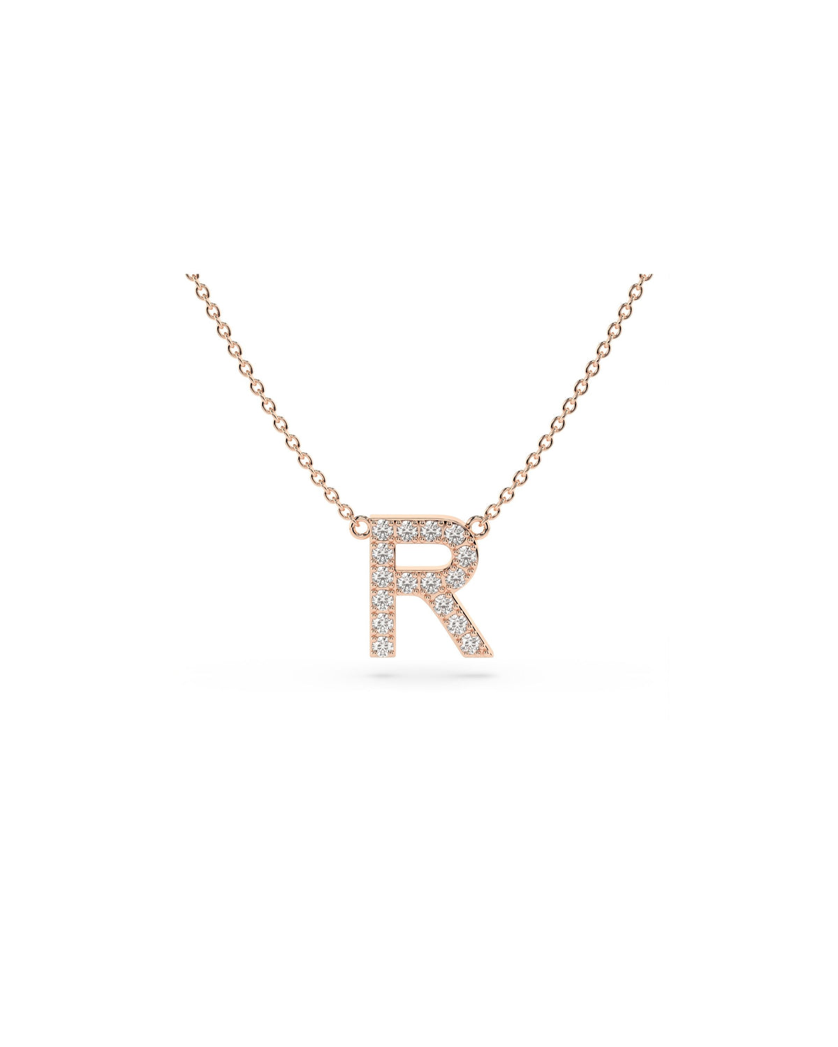 Initial Diamond Necklace in Rose Gold