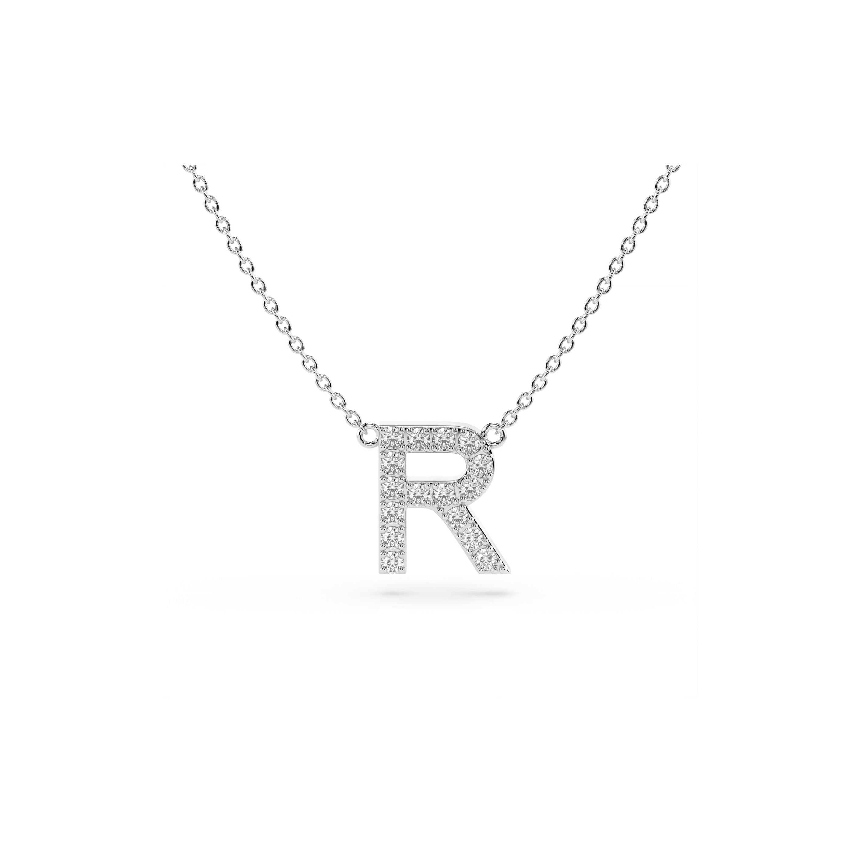 Initial Diamond Necklace in White Gold
