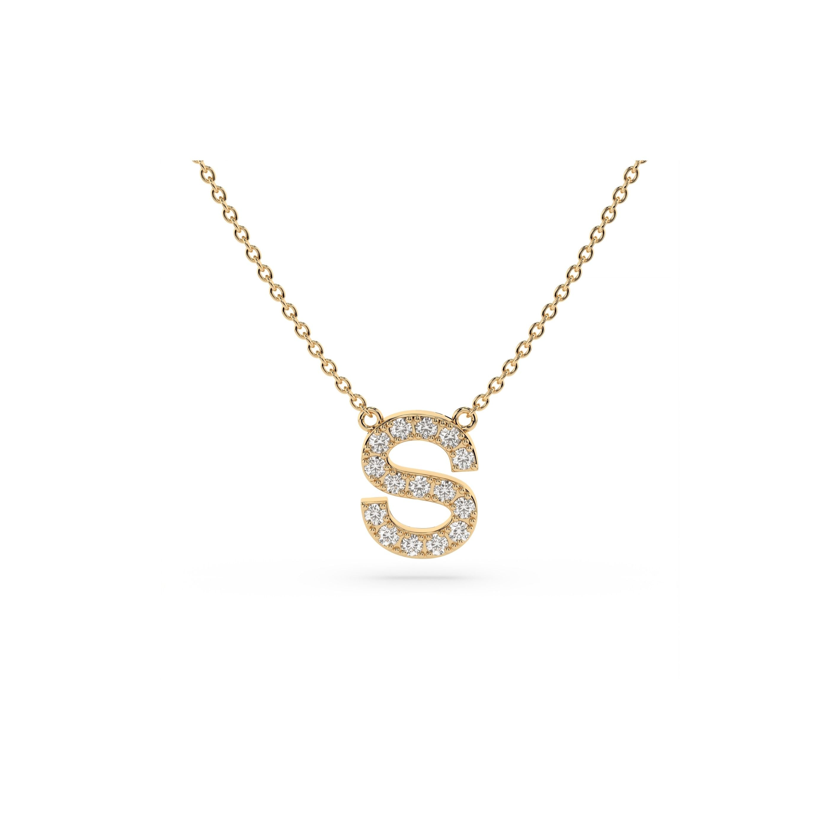 Initial Diamond Necklace in Yellow Gold