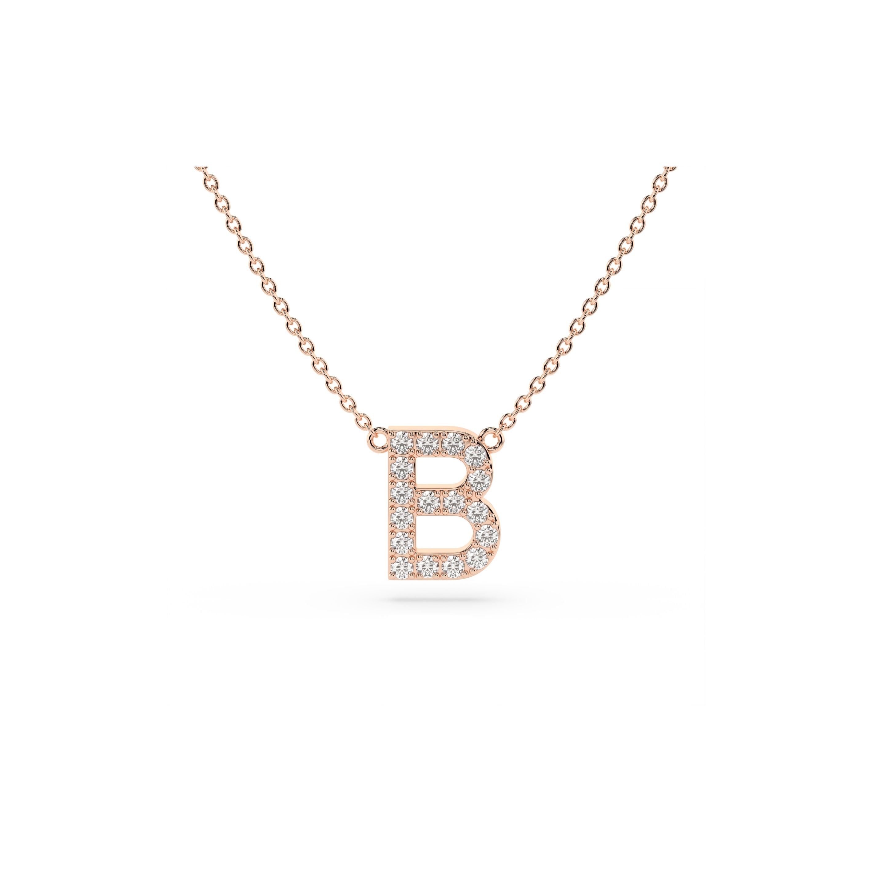 Initial Diamond Necklace in Rose Gold
