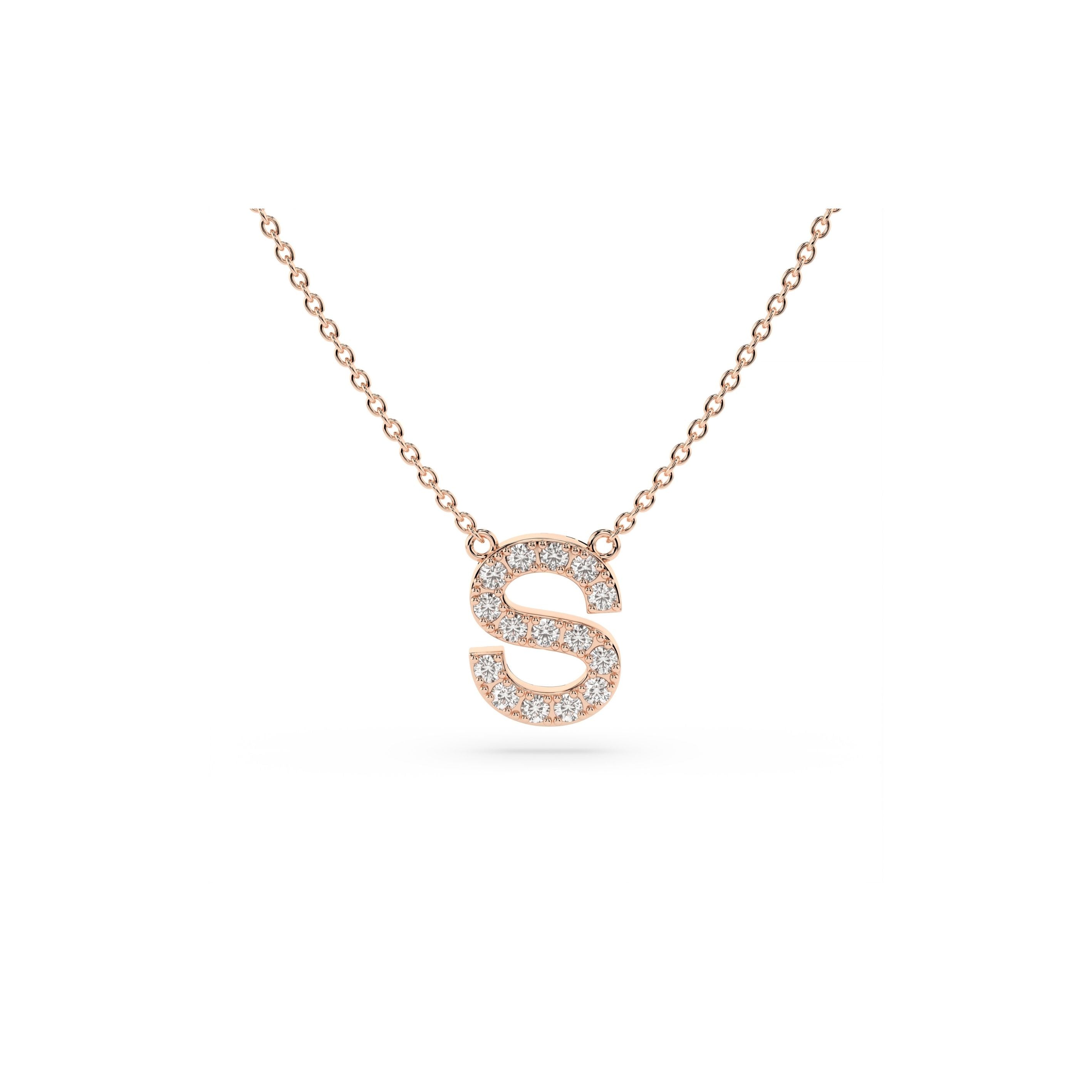 Initial Diamond Necklace in Rose Gold