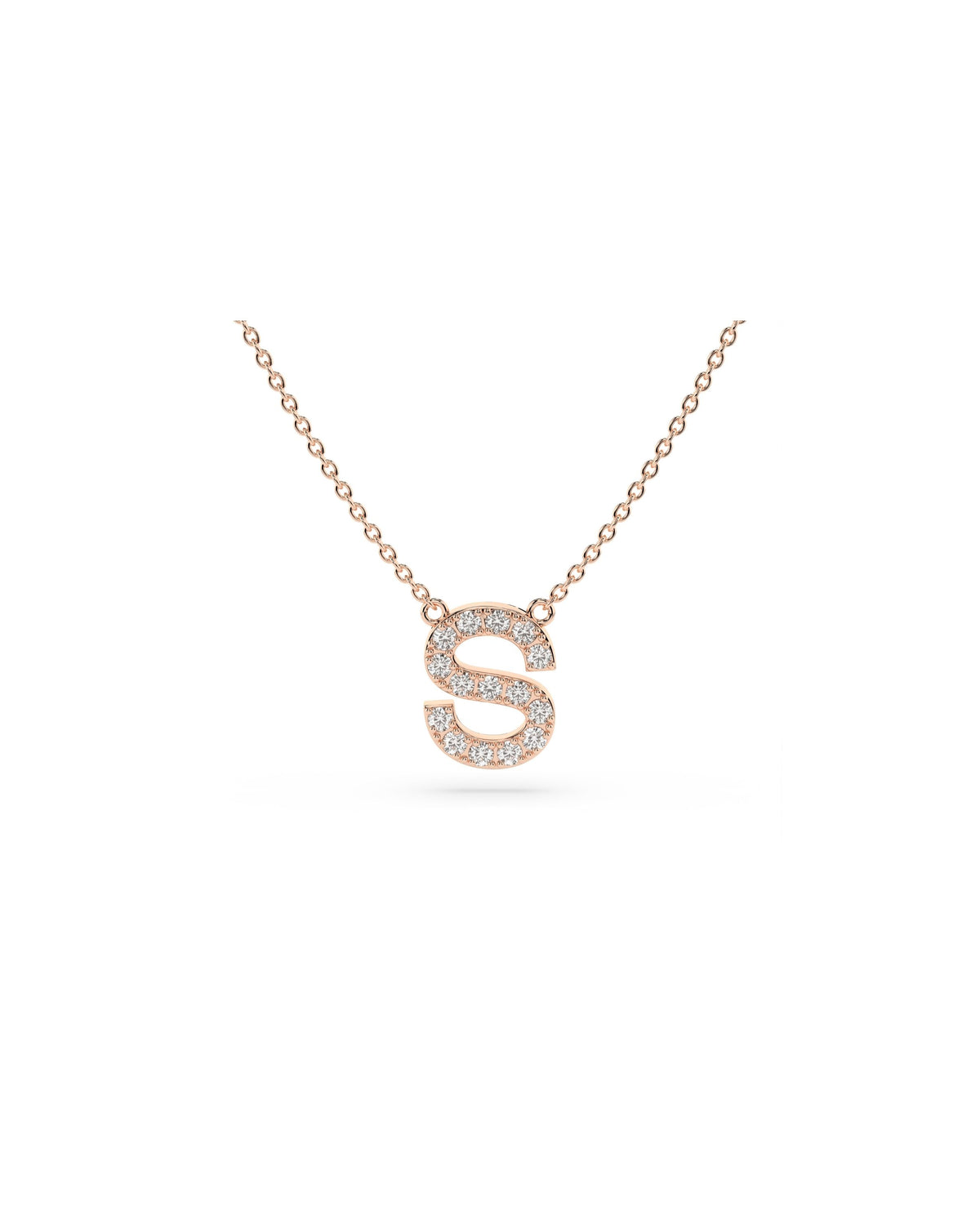 Initial Diamond Necklace in Rose Gold