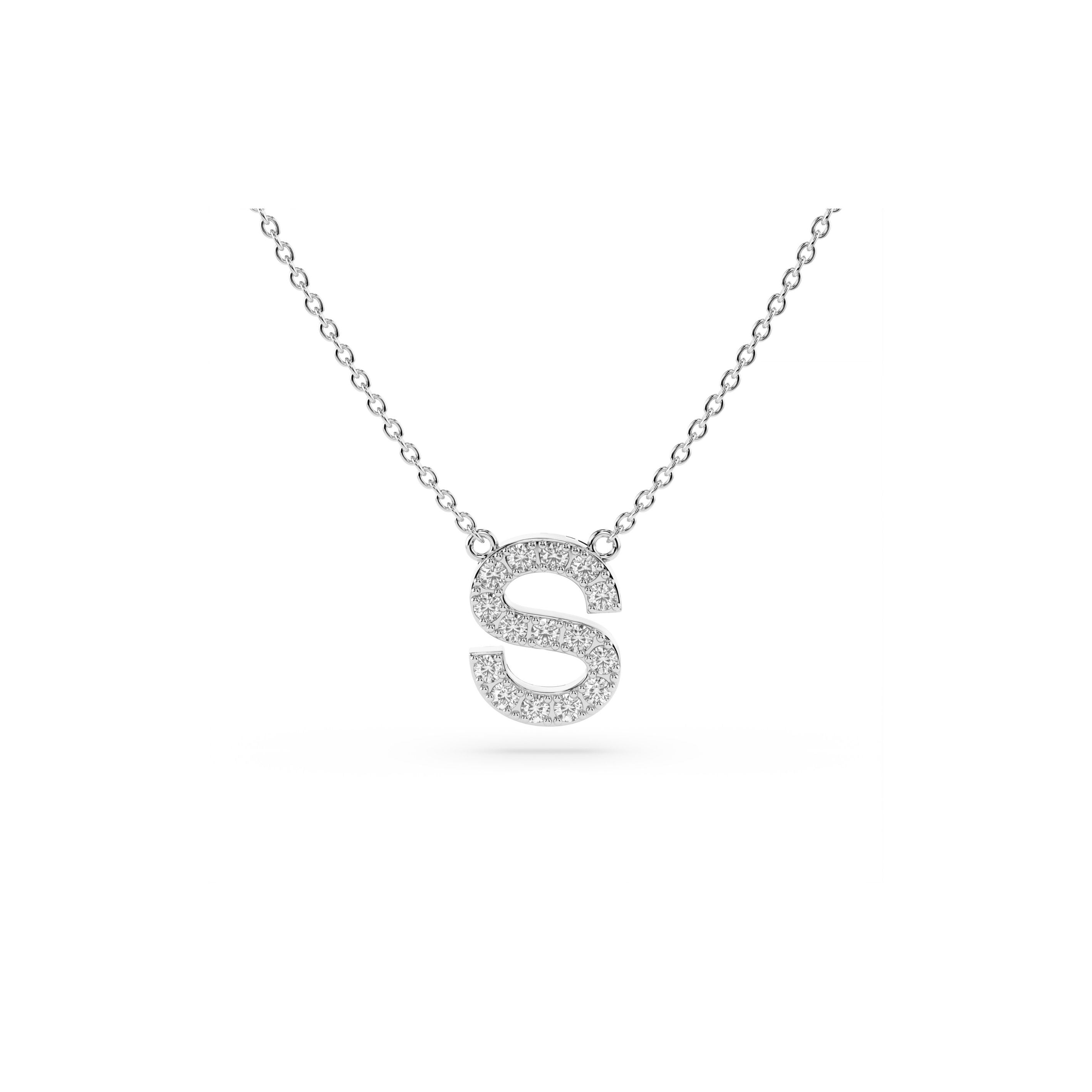 Initial Diamond Necklace in White Gold