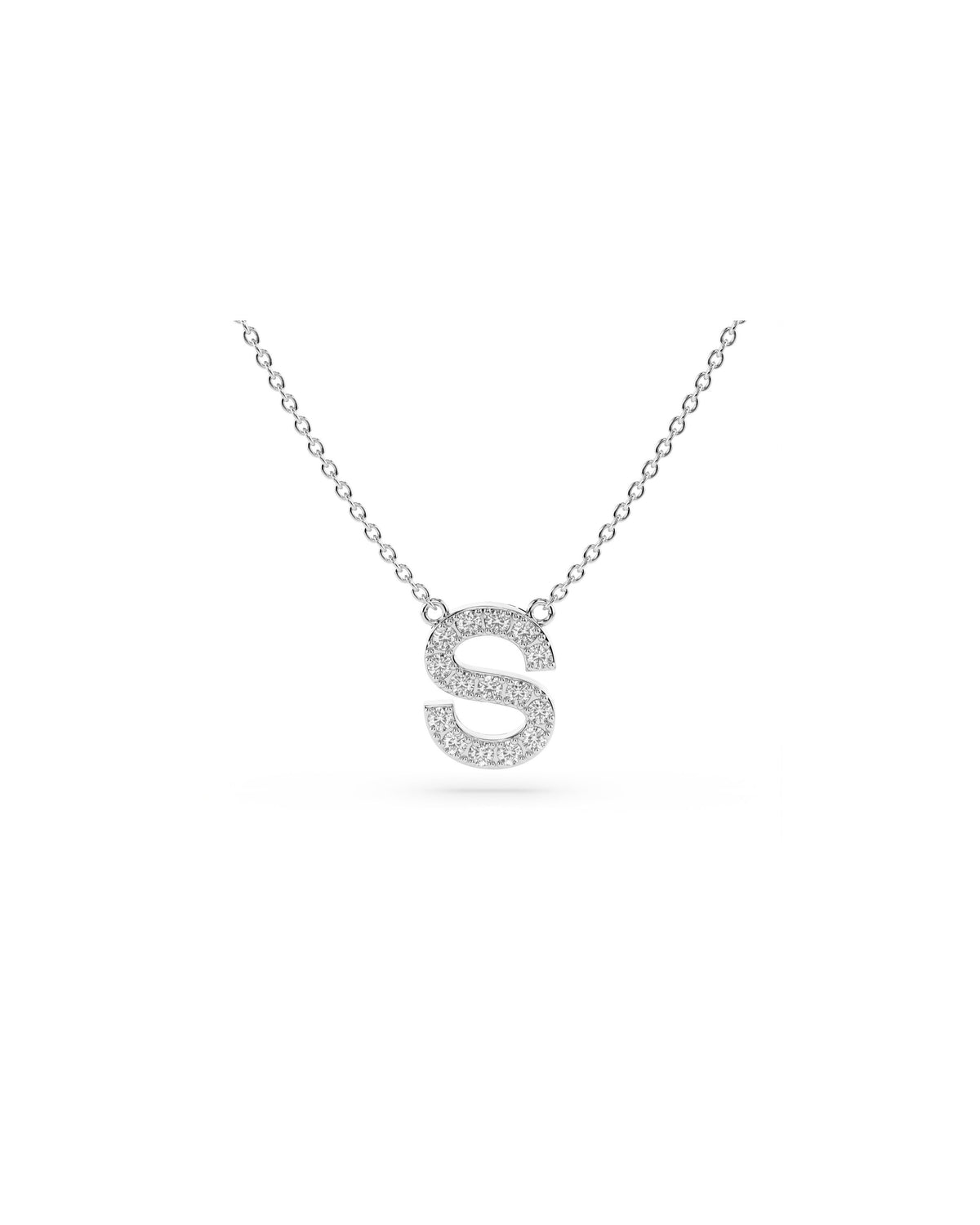 Initial Diamond Necklace in White Gold