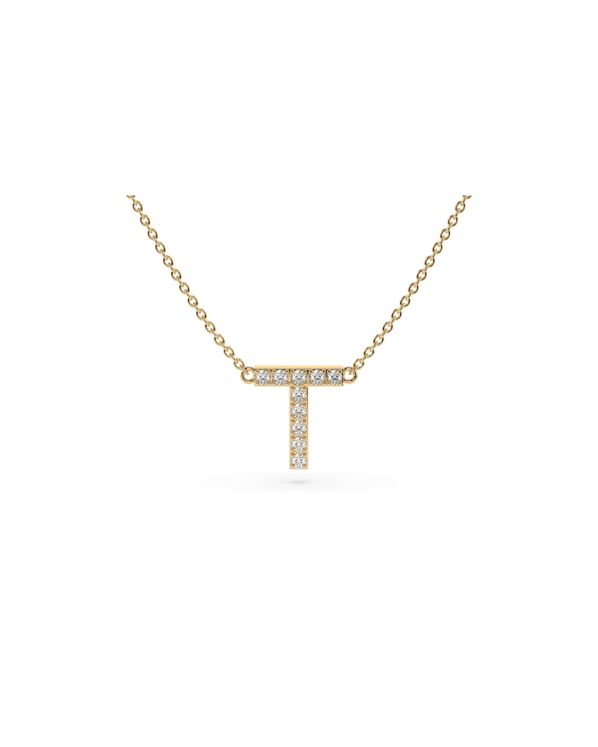 Initial Diamond Necklace in Yellow Gold