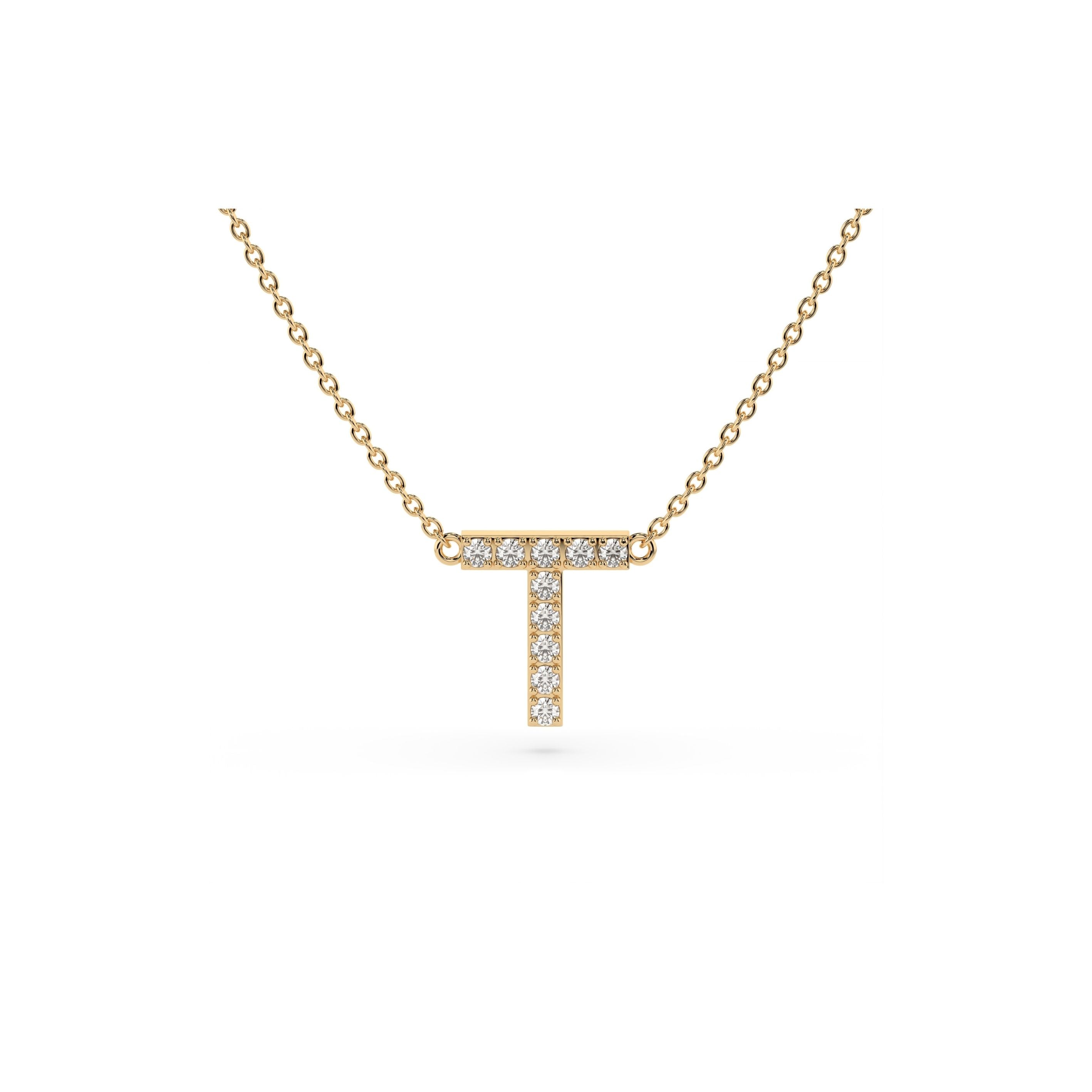 Initial Diamond Necklace in Yellow Gold