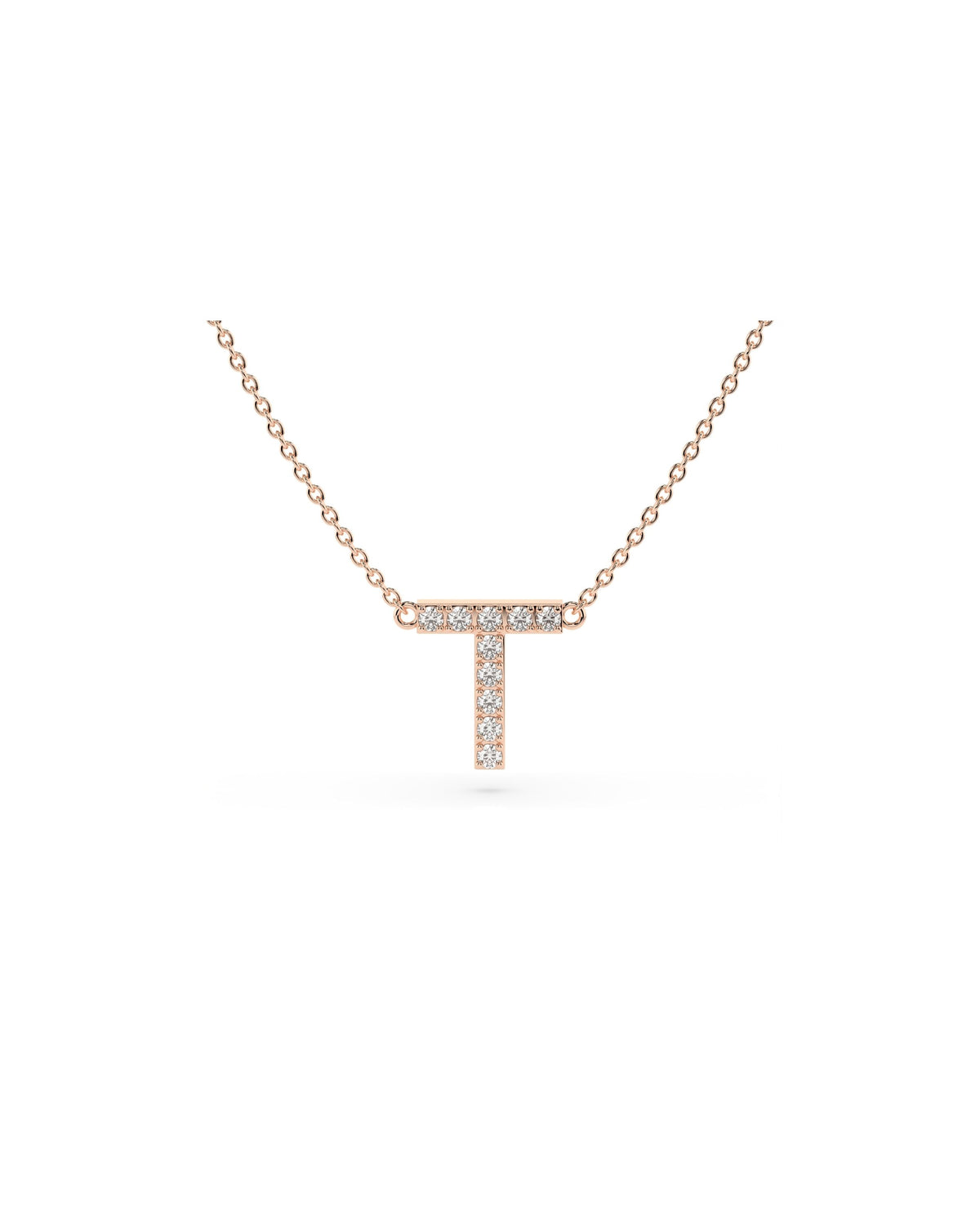 Initial Diamond Necklace in Rose Gold
