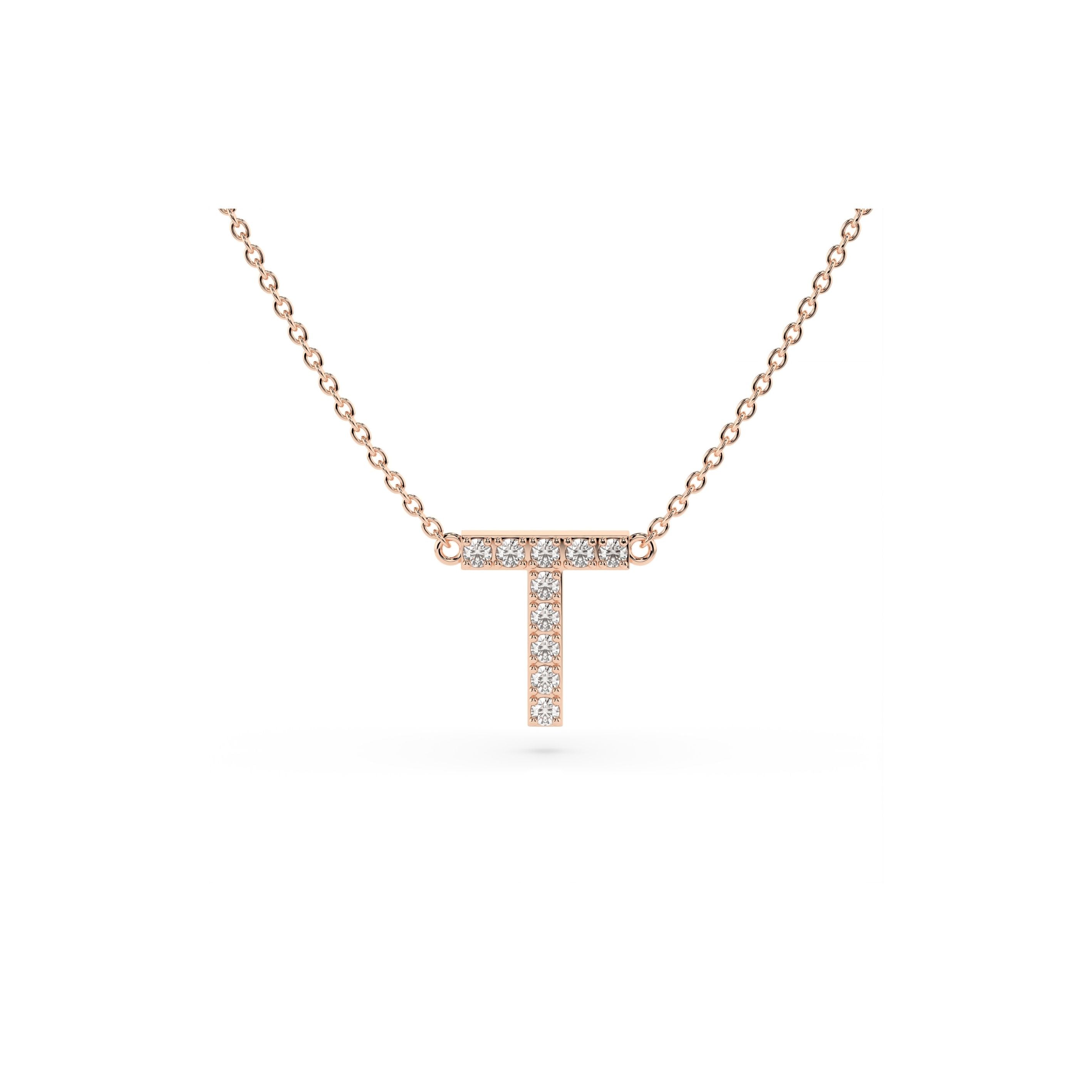 Initial Diamond Necklace in Rose Gold